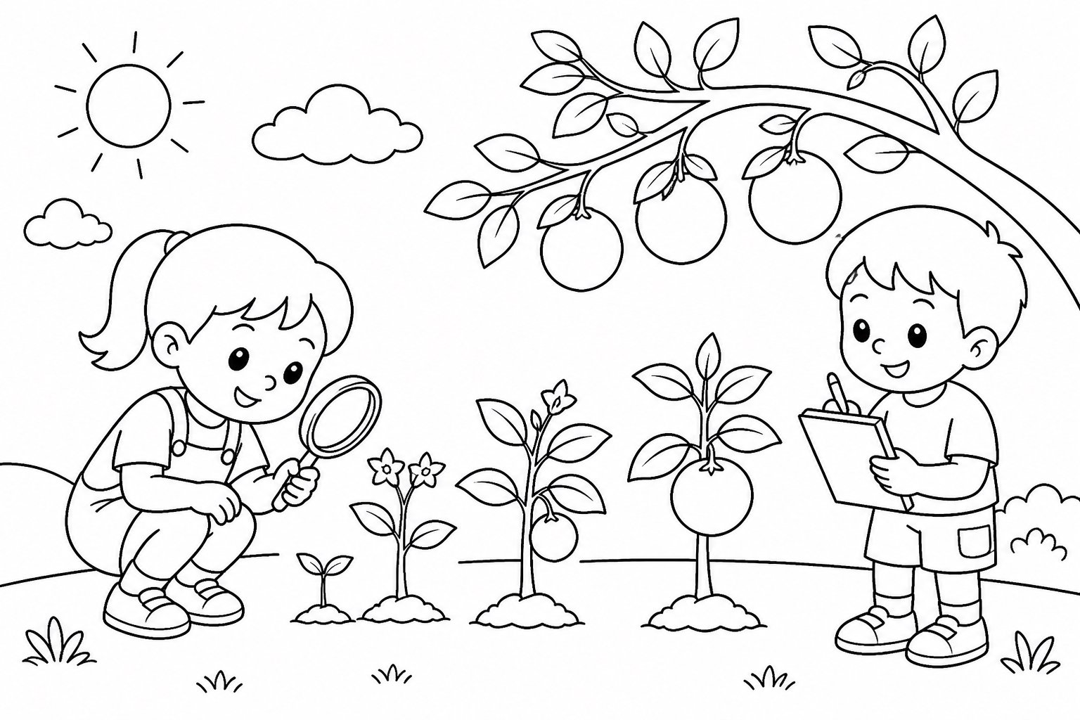 Los niños observan los cambios de la fruta