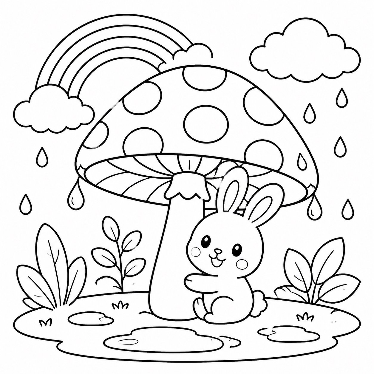 Parapluie champignon après la pluie