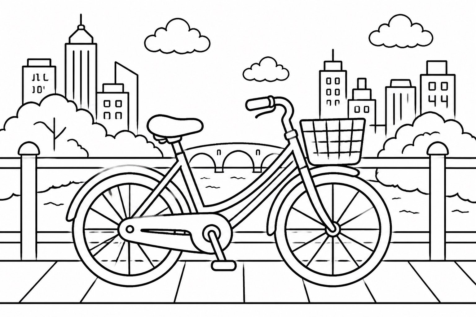 Bicicleta en un puente de la ciudad