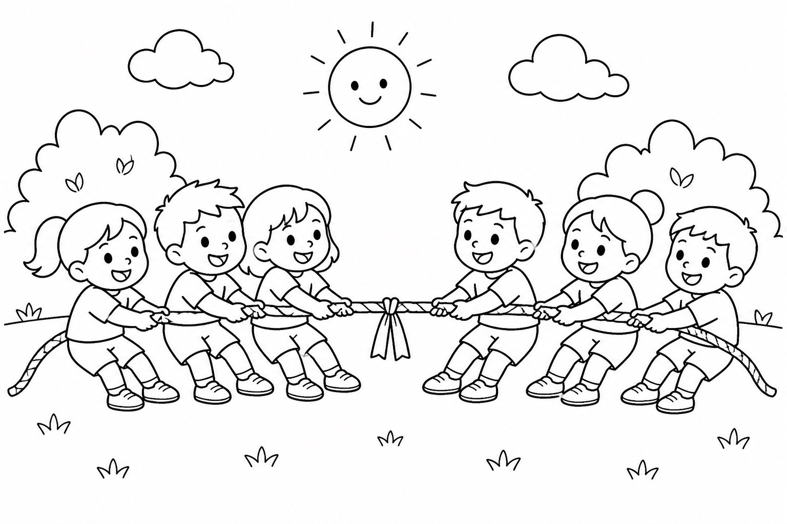 Equipo de tira y afloja animando