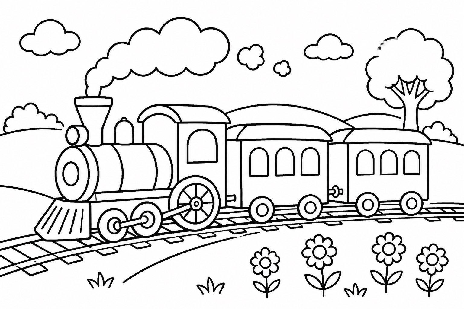 Le train à vapeur traverse les champs
