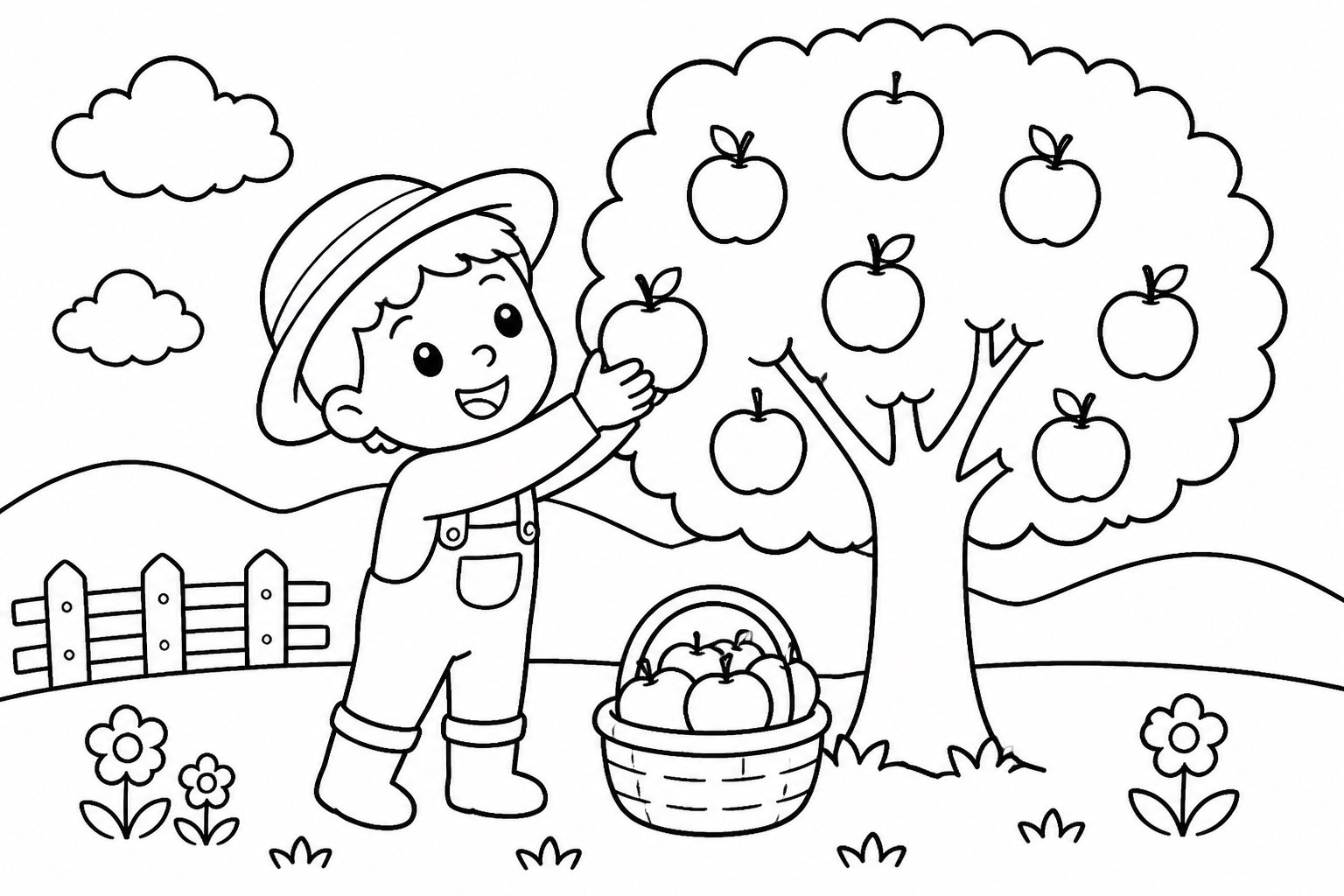 Kinder pflücken Äpfel