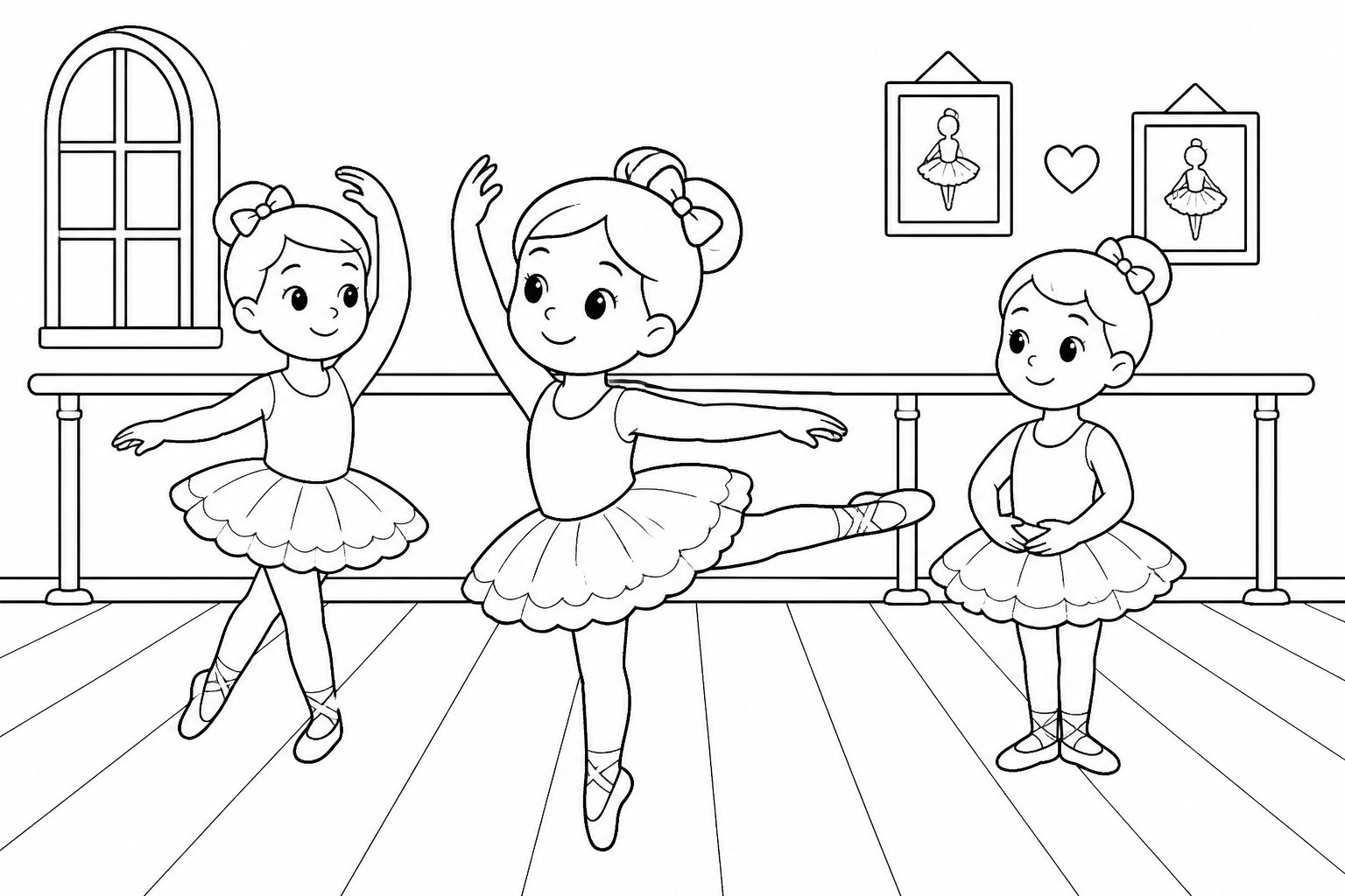 Practicando ballet en el estudio de danza