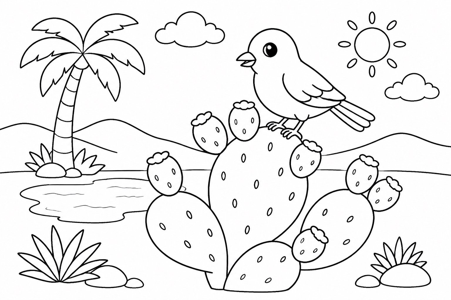 サボテンの実のそばの鳥