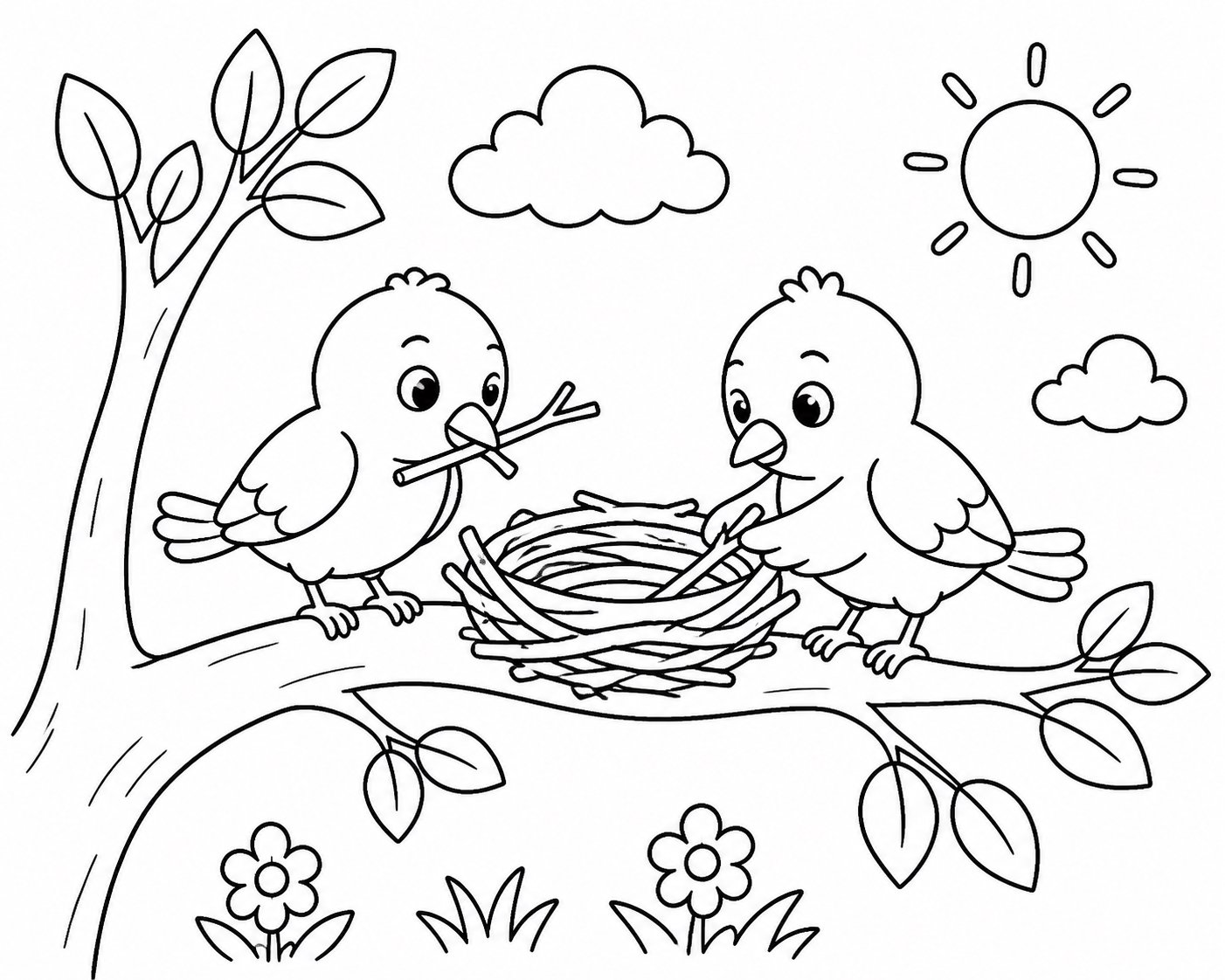 Construire un petit nid d’oiseau avec des brindilles