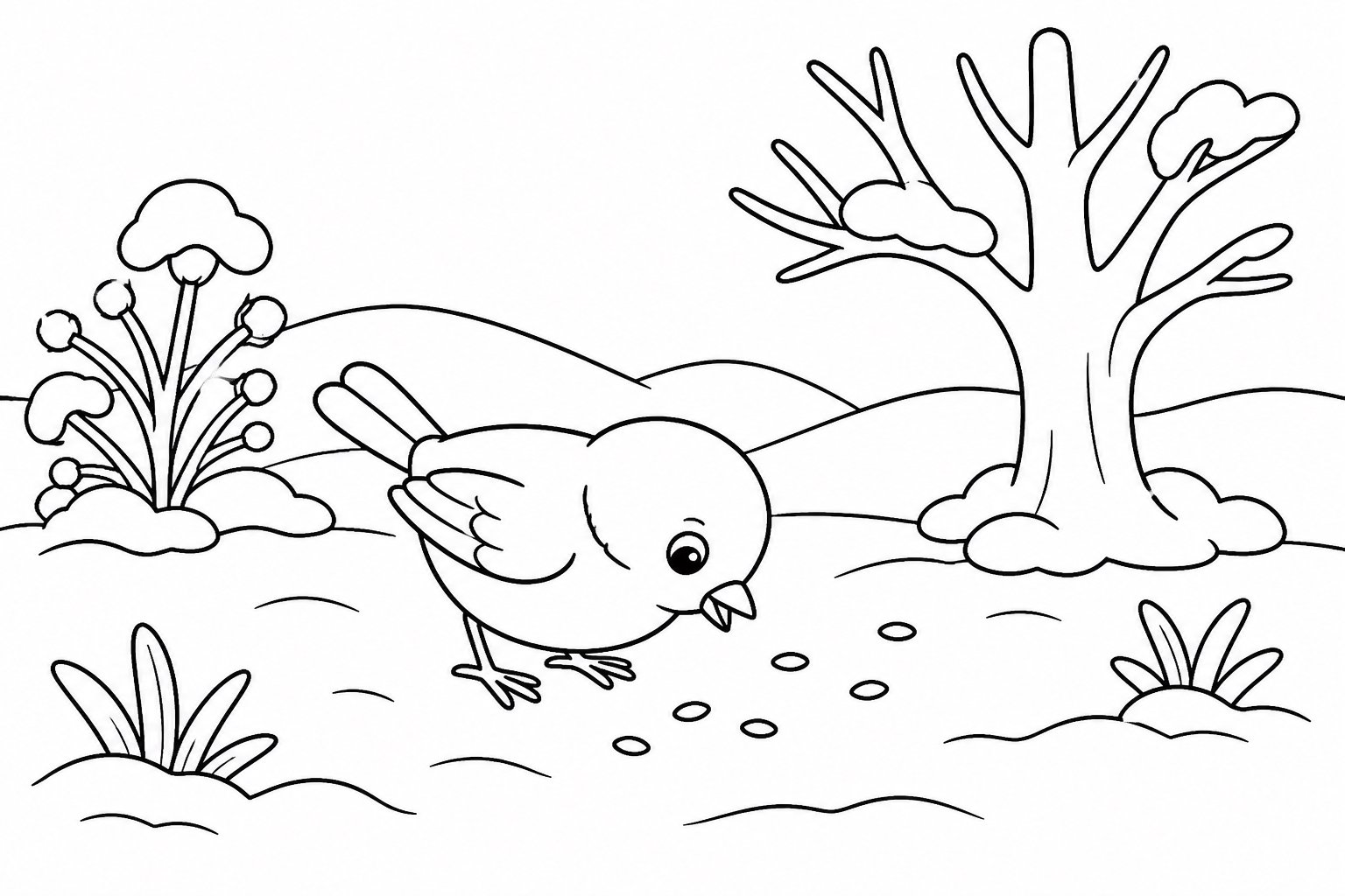 Kleiner Vogel sucht Samen im Schnee