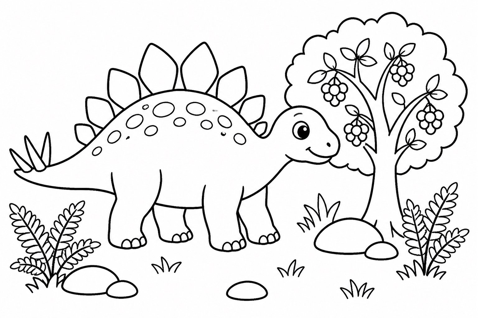 Estegosaurio custodiando un árbol de bayas