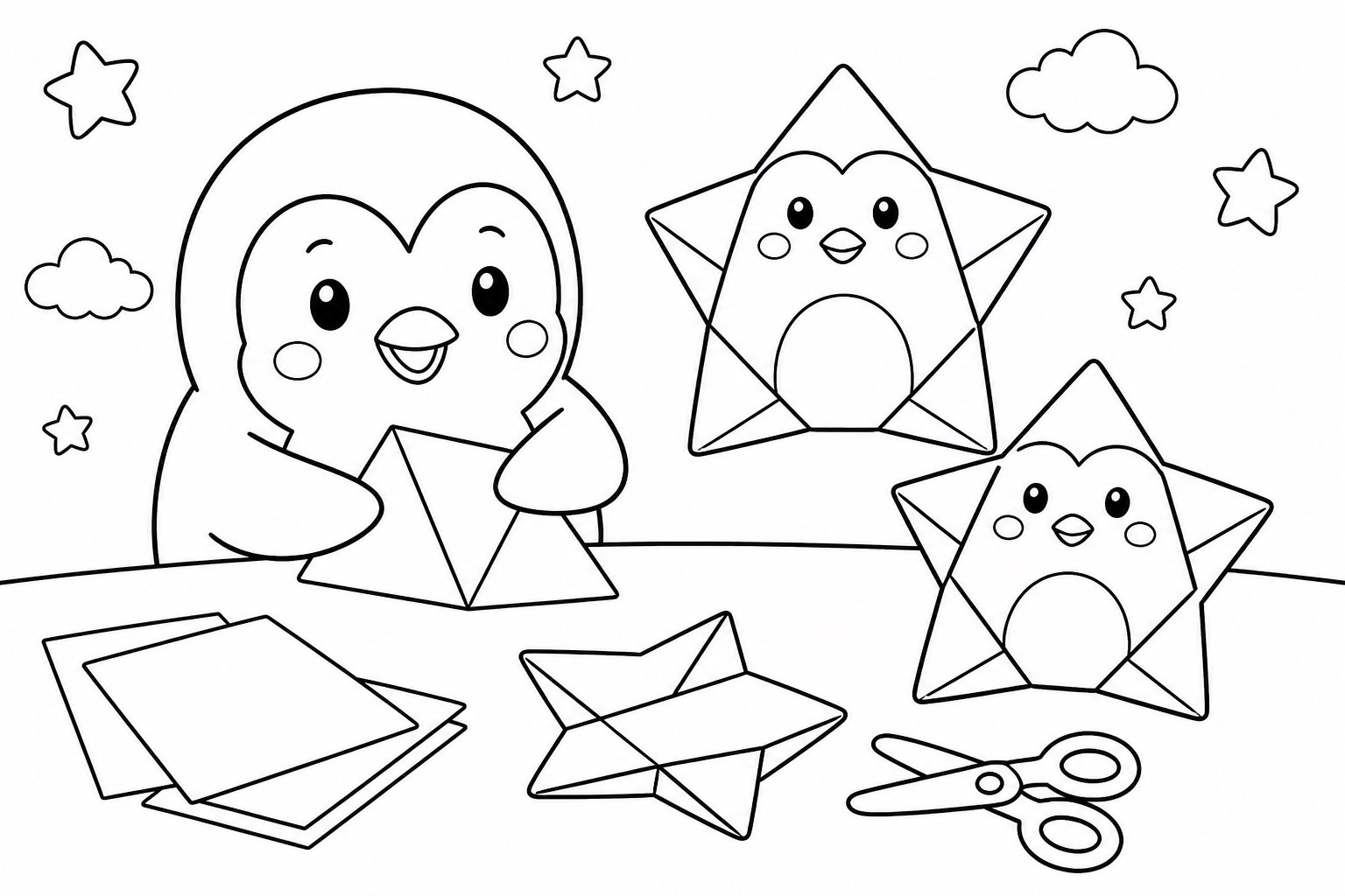 Pinguin-Origami-Stern
