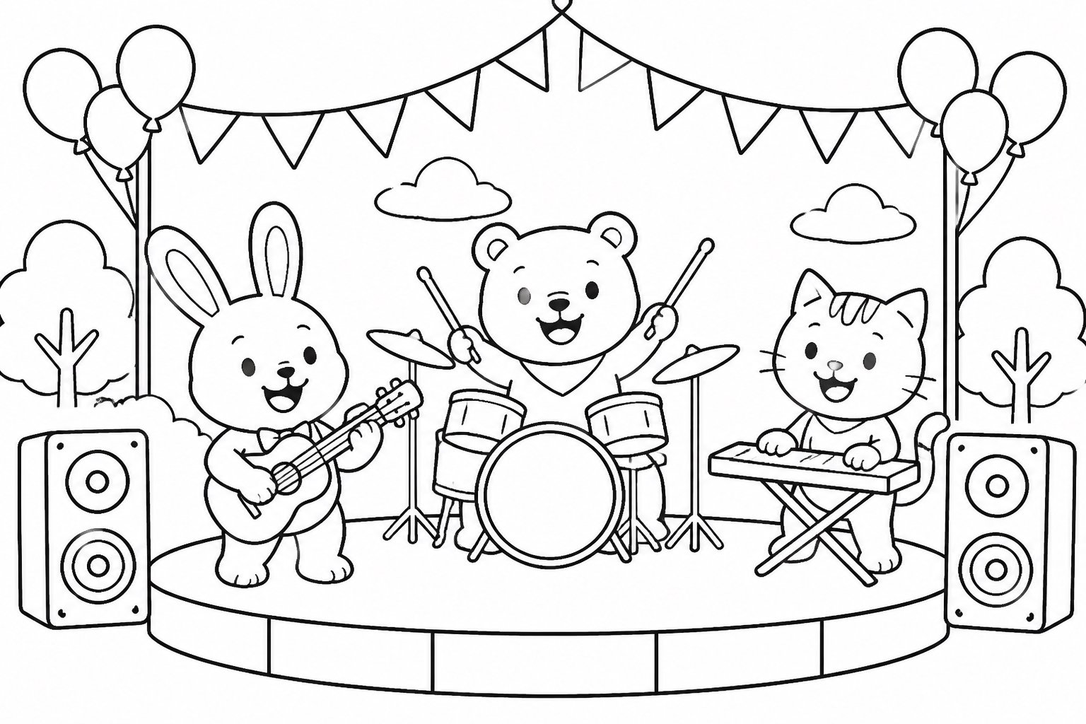 축제 광장의 음악 축하 행사
