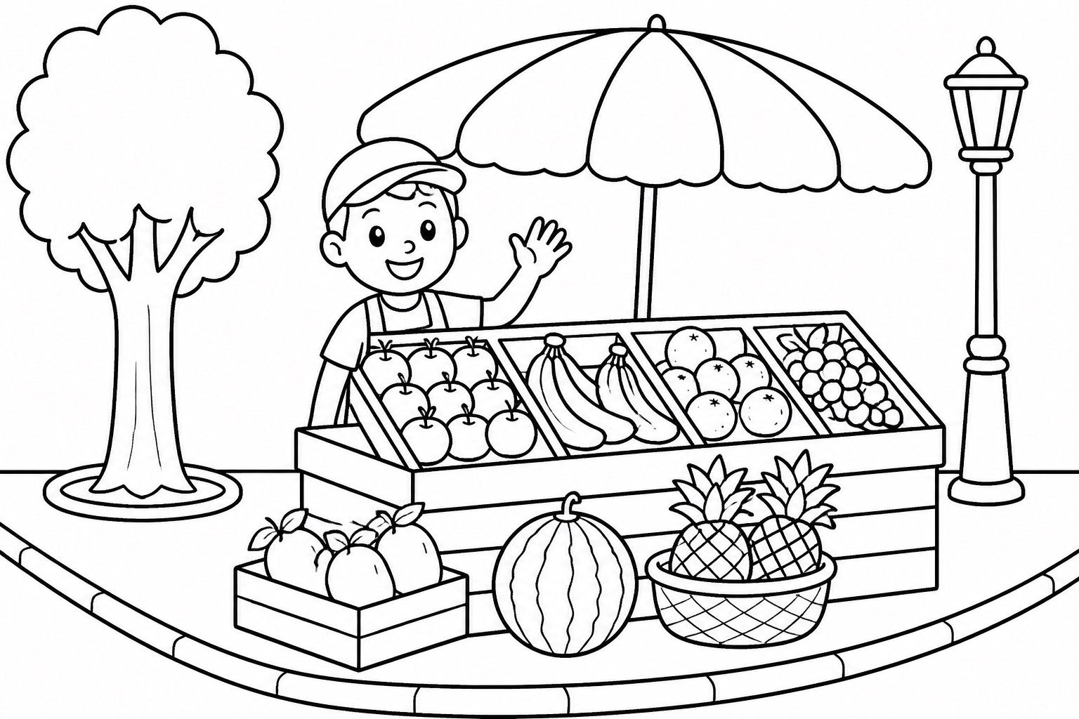 Puesto de frutas en una esquina