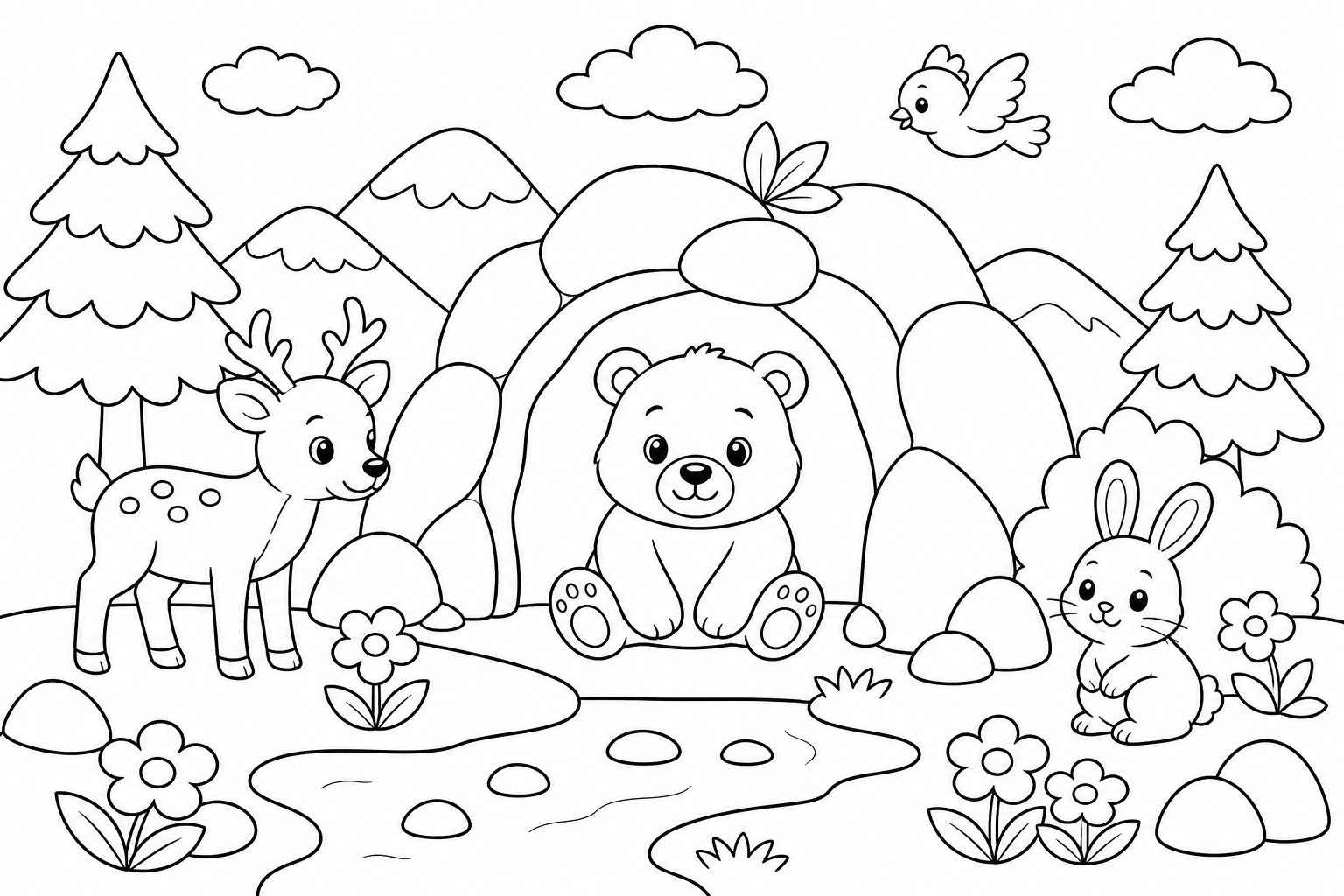 Le petit ours dans la grotte