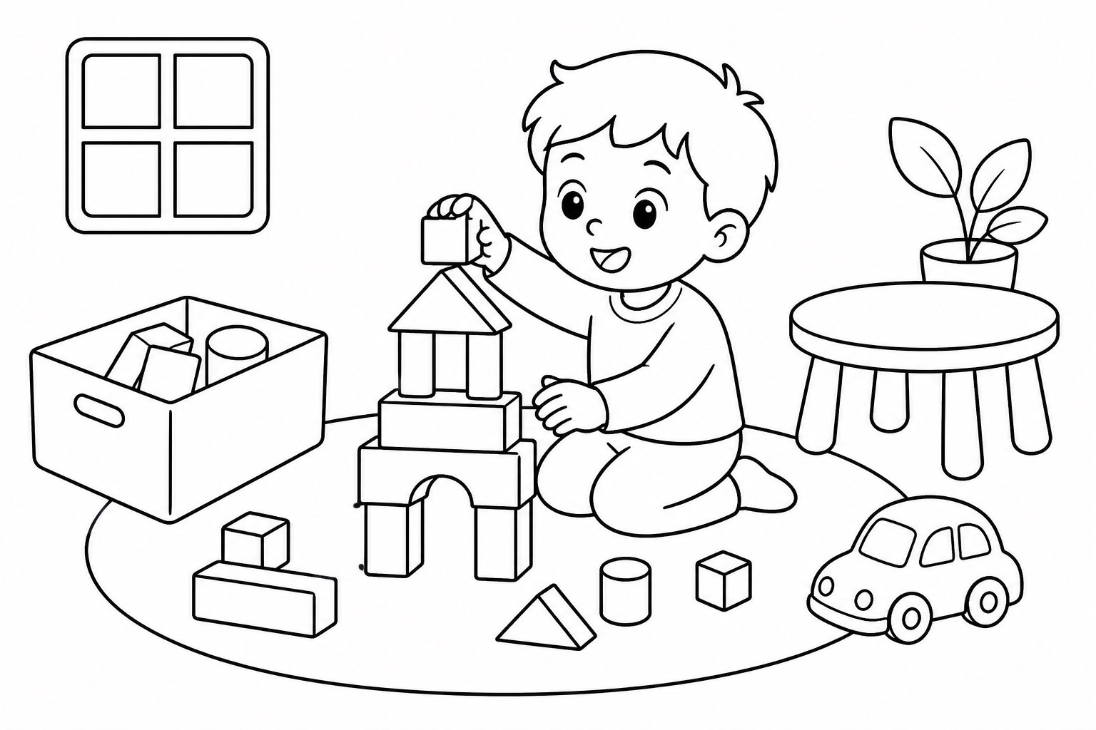Enfant construisant une tour de blocs