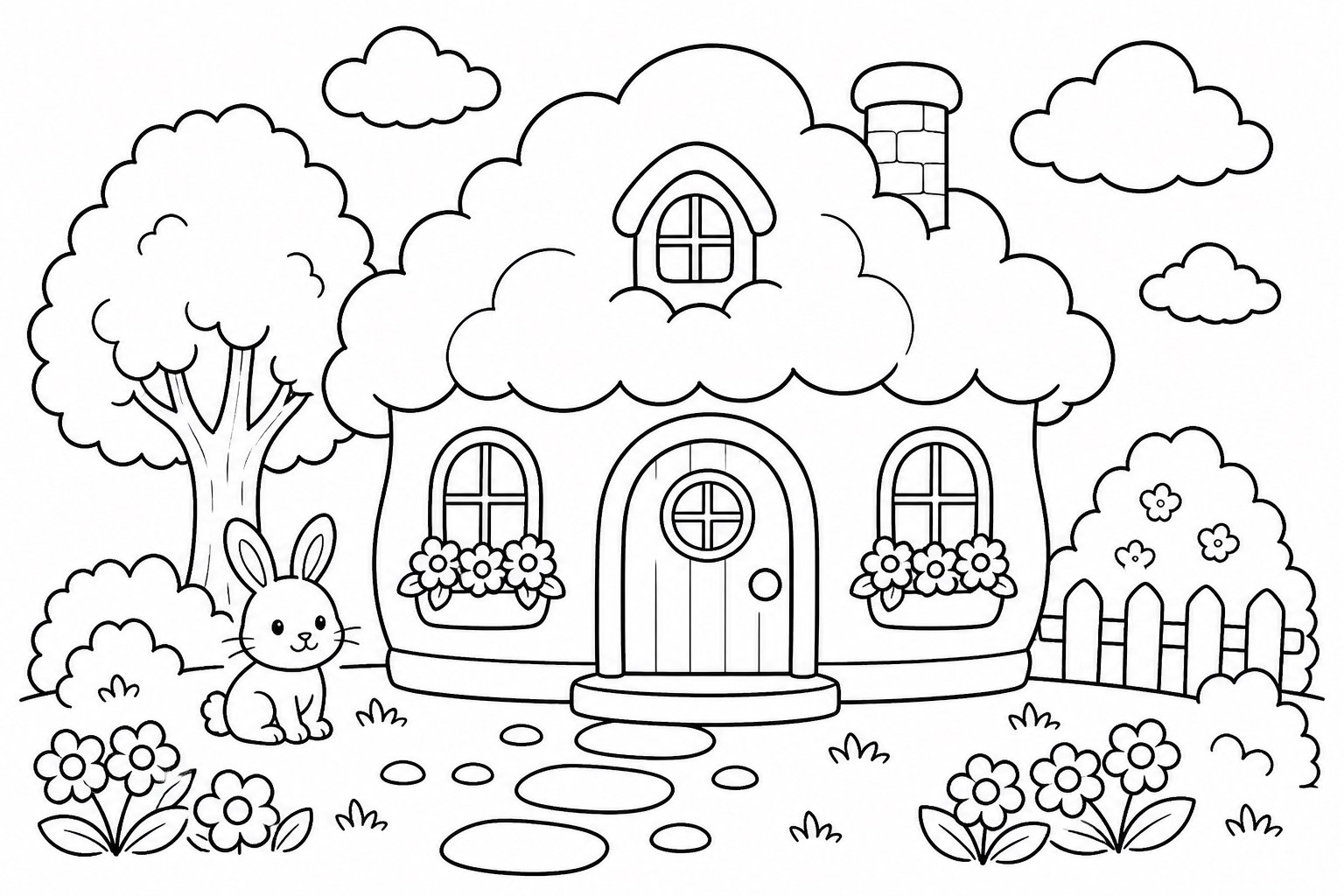 Petite maisonnette sur un toit de nuages