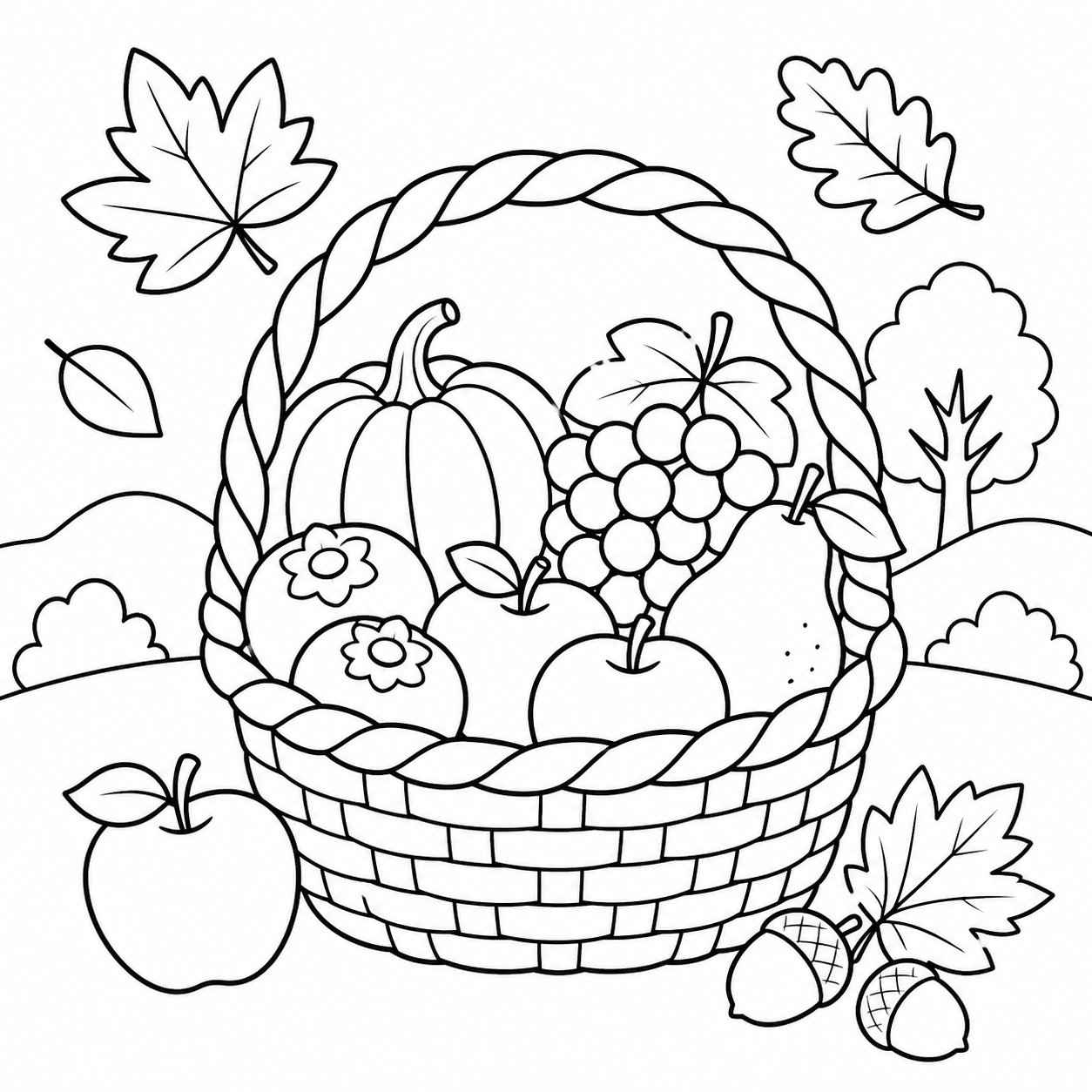 Cesta de frutas de outono