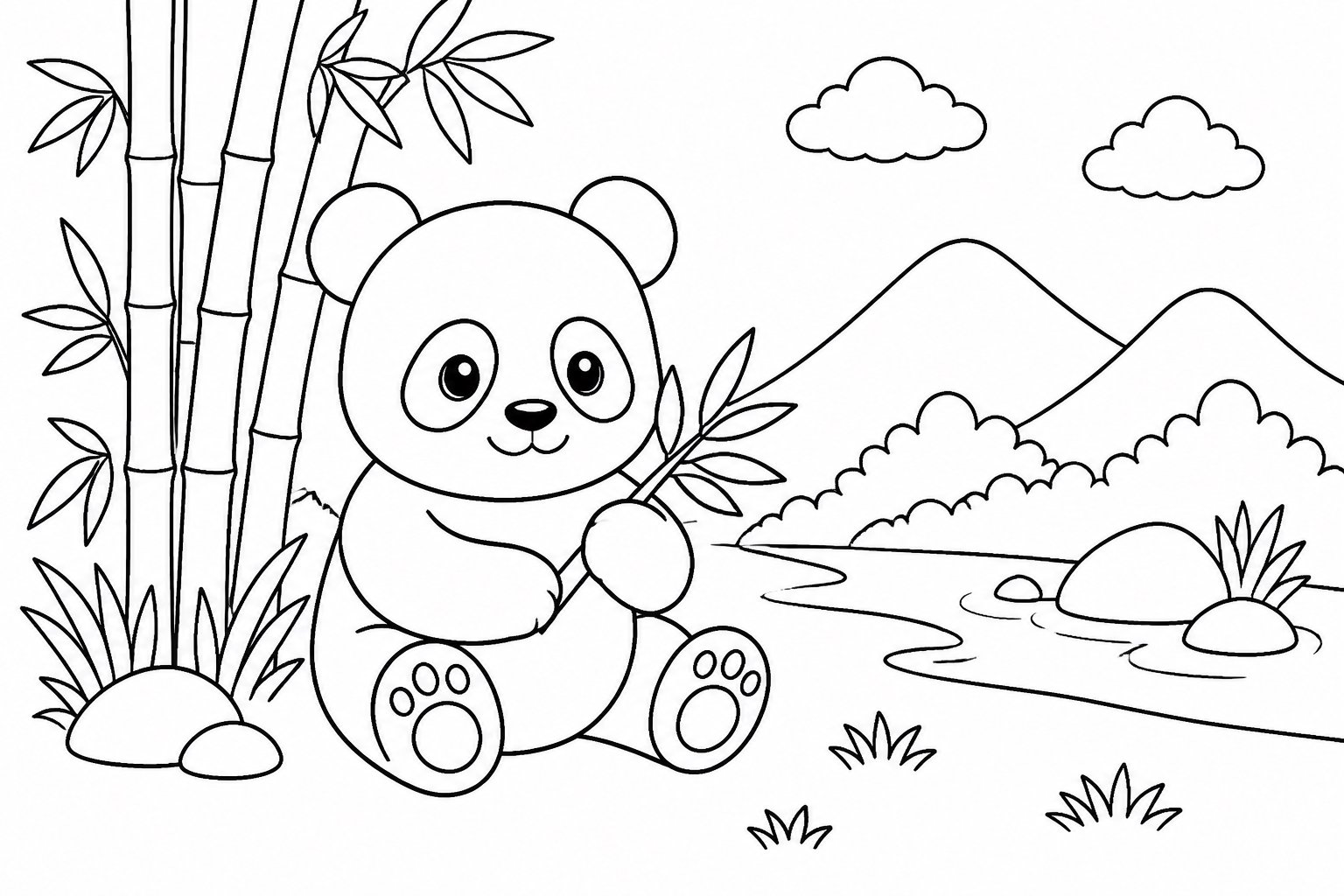 Panda sentado junto a un bosque de bambú