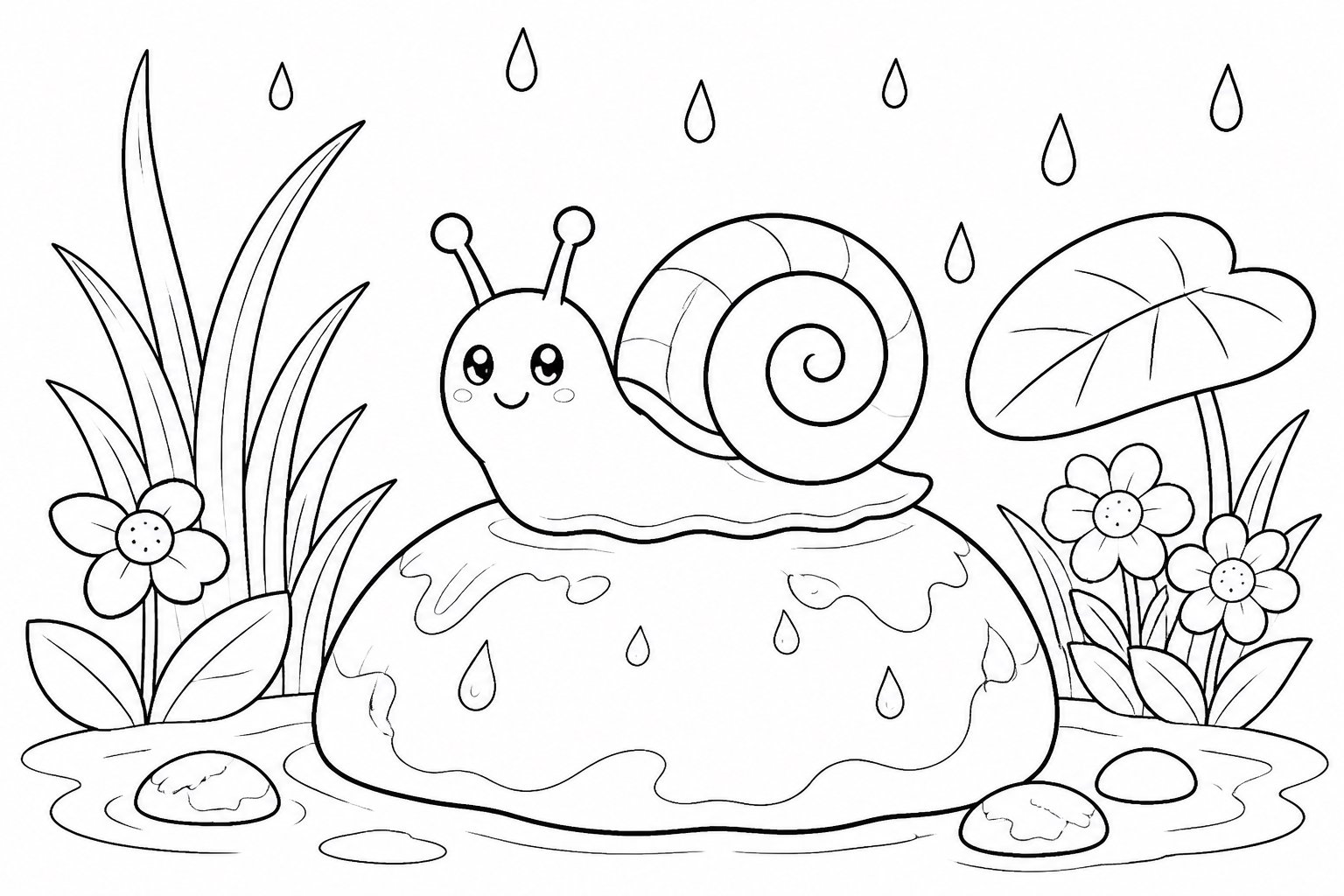 Caracol arrastrándose sobre una piedra mojada