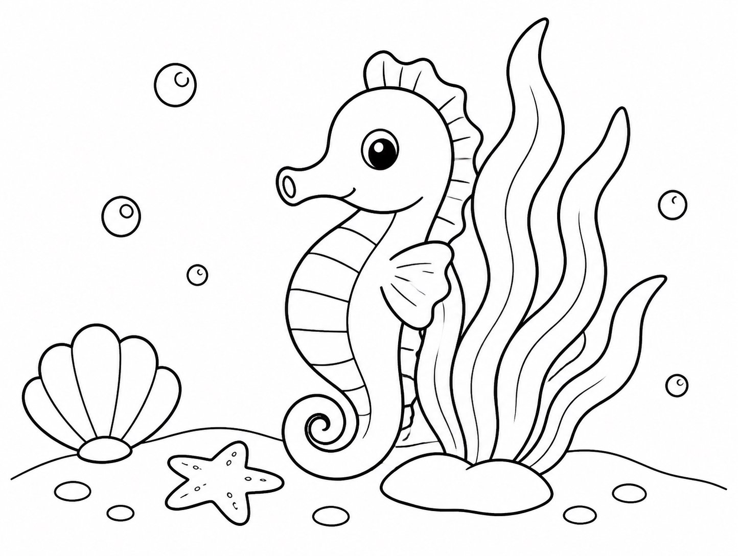 Caballito de mar apoyado en algas