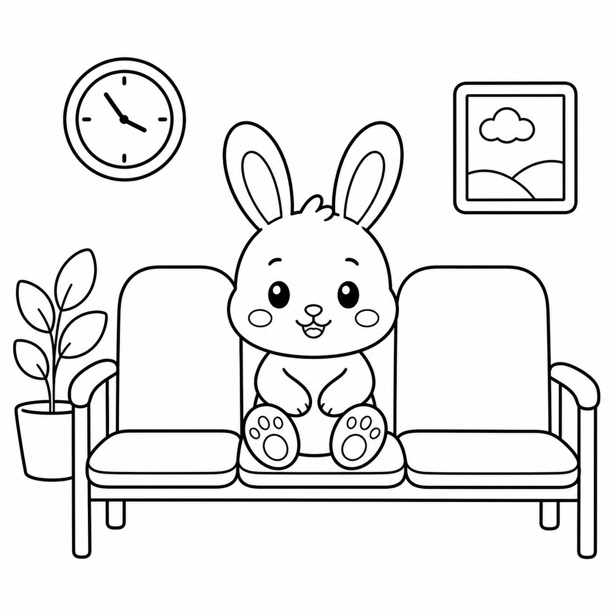 小兔坐在候诊椅