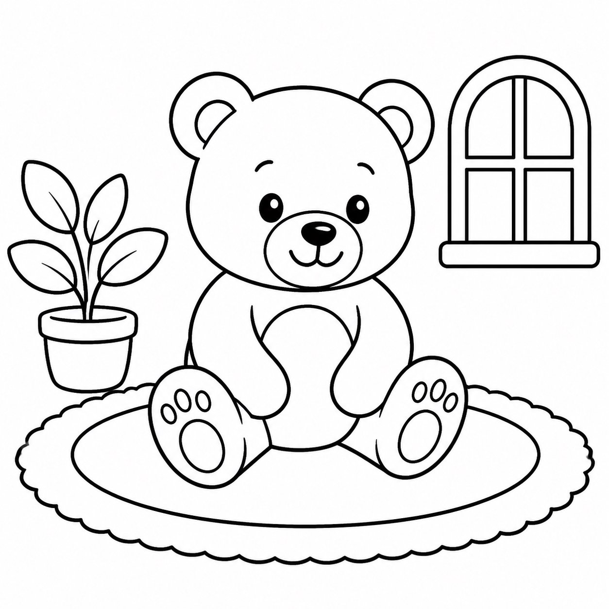 小熊坐在地毯上