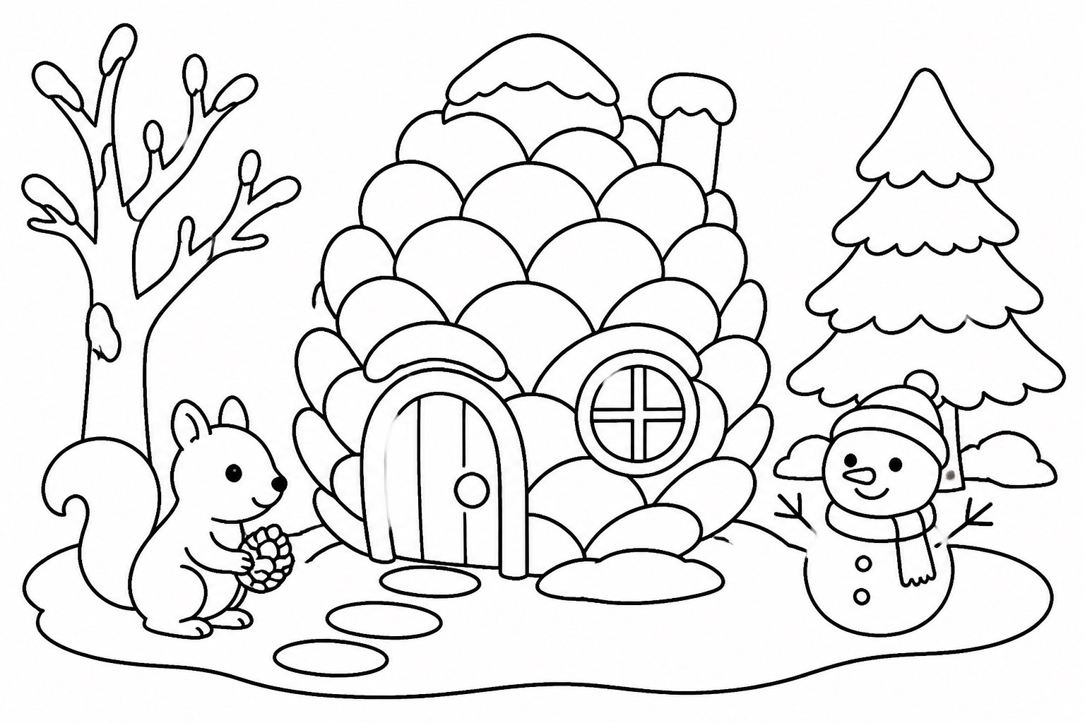 冬の松ぼっくり小屋