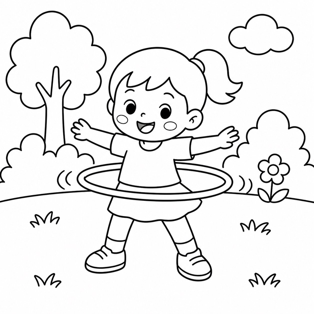 Crianças brincando com bambolês