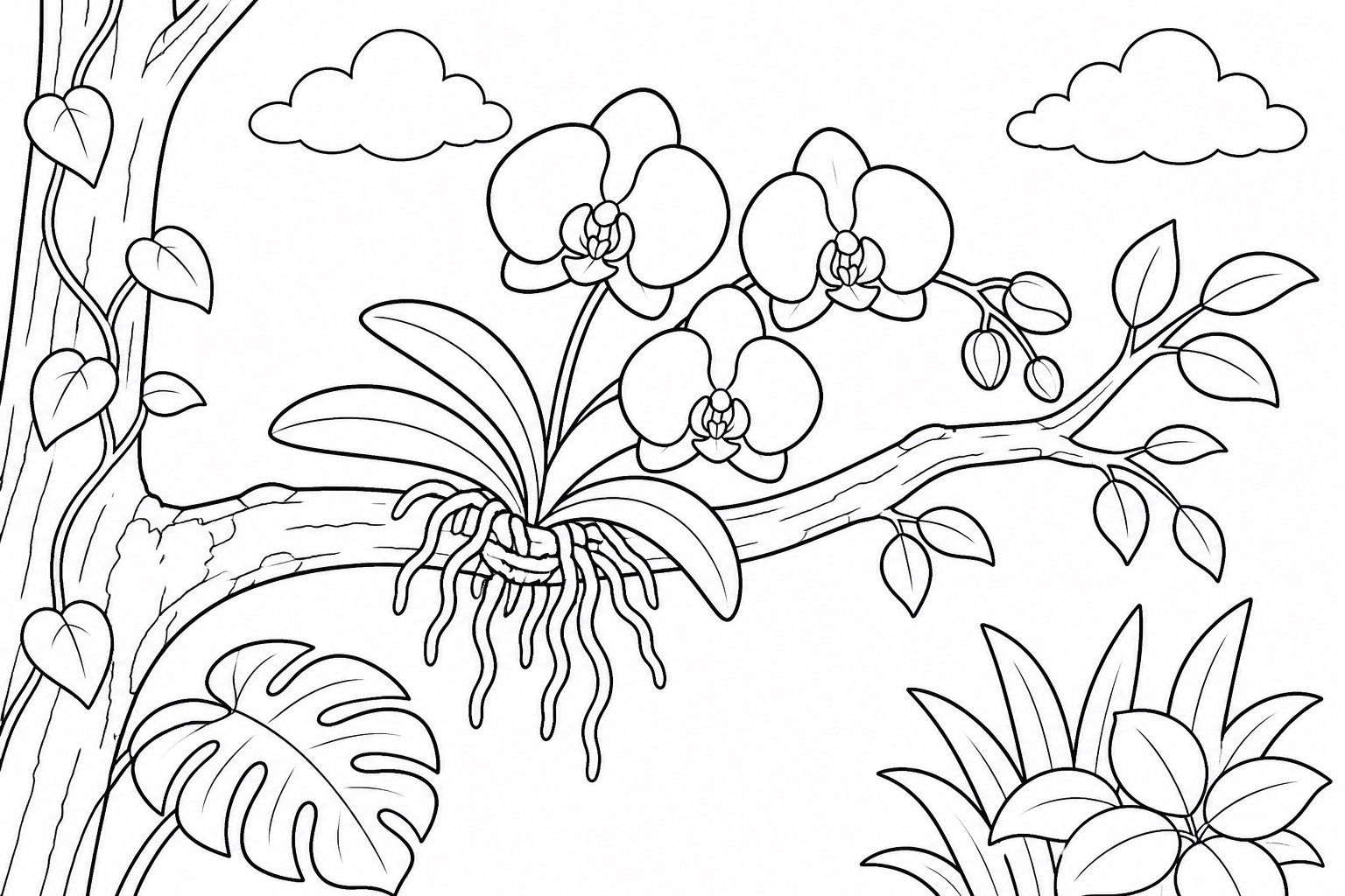 Orquídea pendurada em um galho