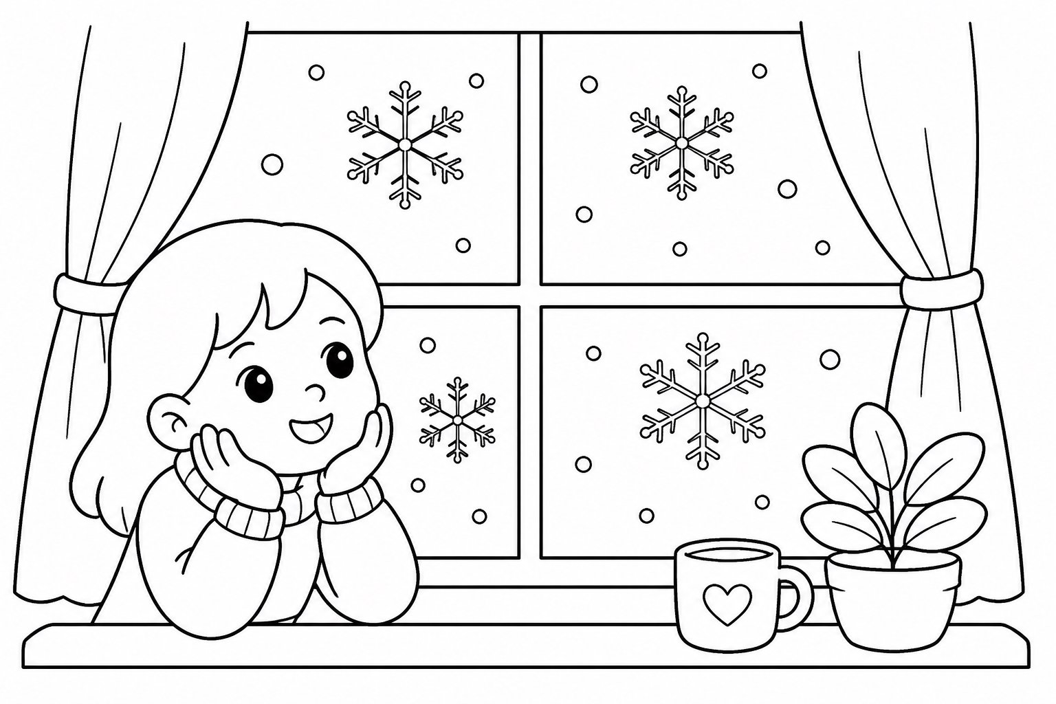 Winterschneeflocken am Fenster