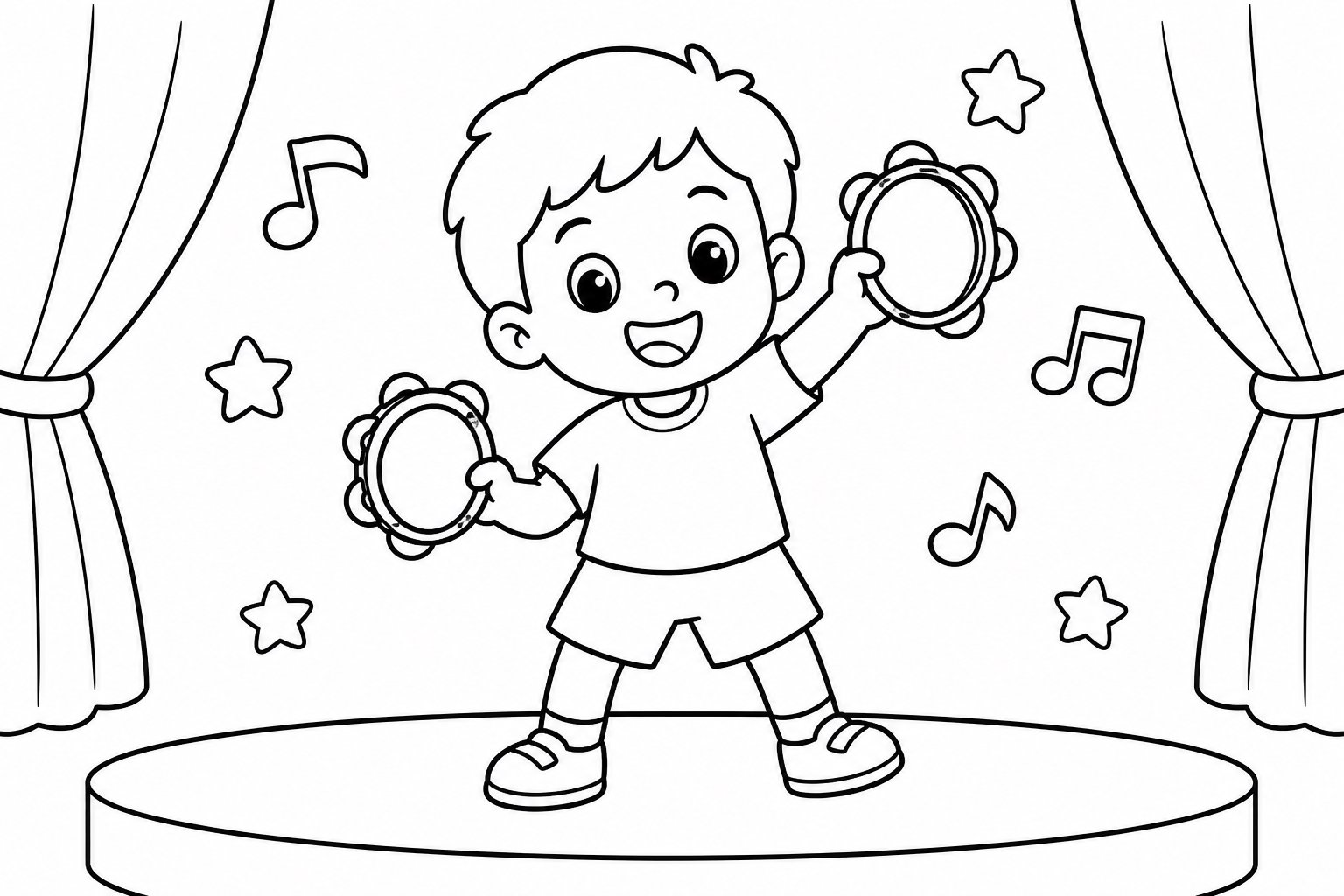 Enfant secouant un tambourin