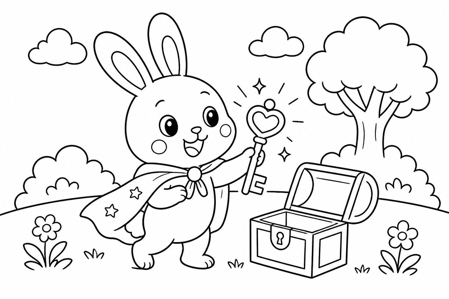 Lapin magique trouvant la clé dorée