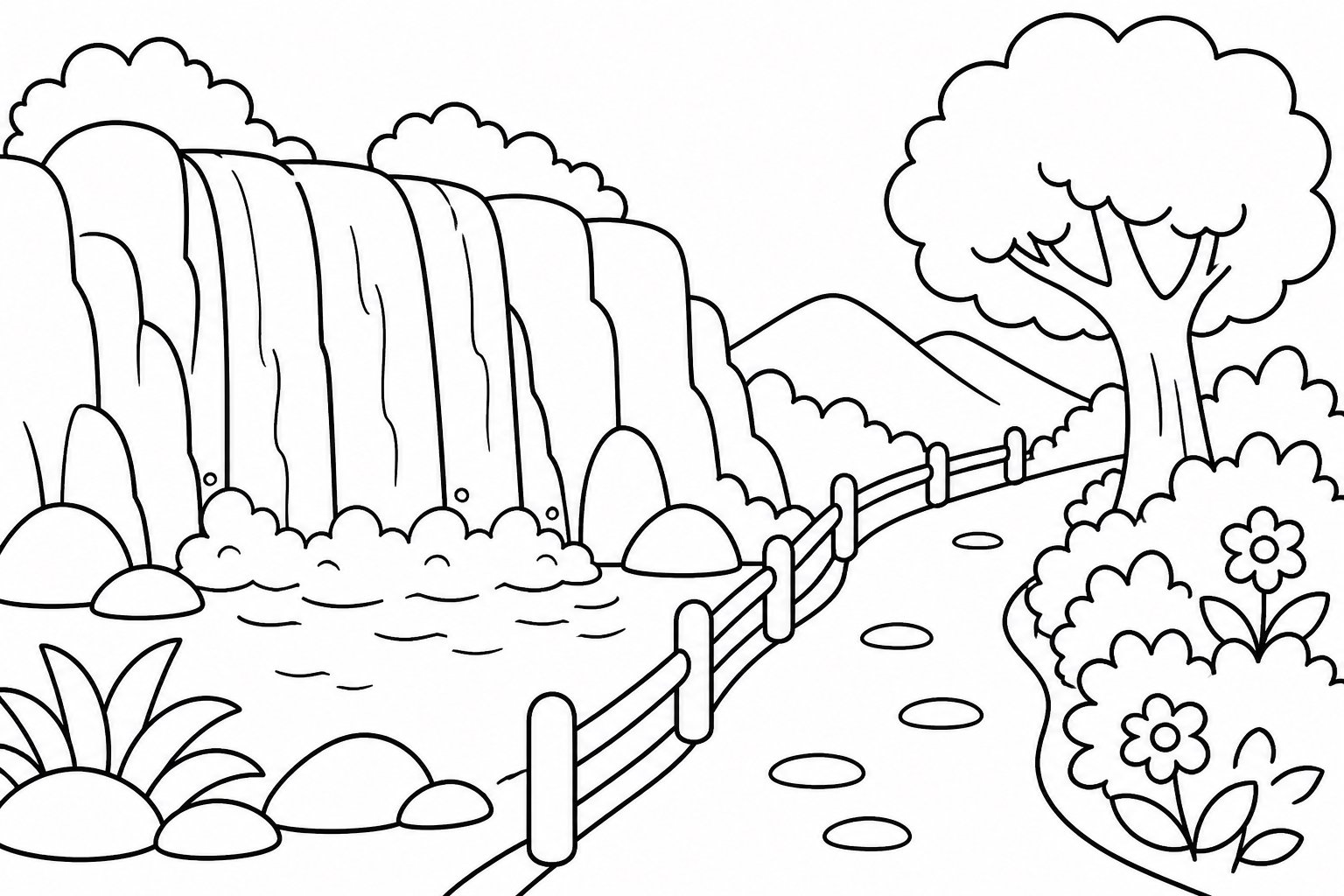 Sendero junto a una cascada