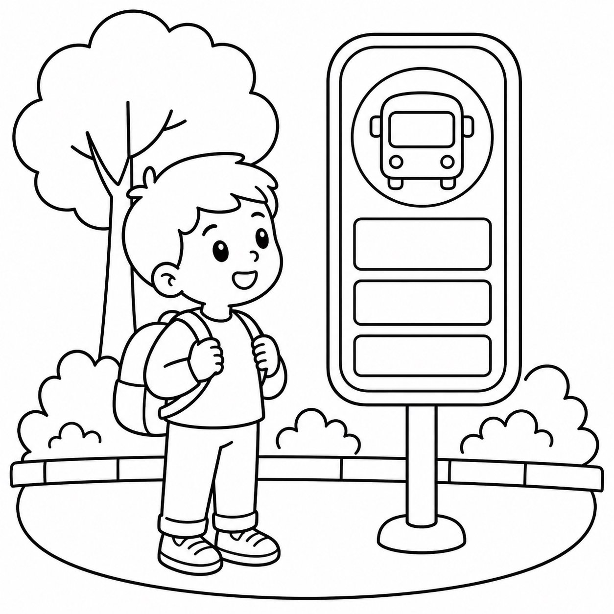 Niño consultando el letrero de la estación