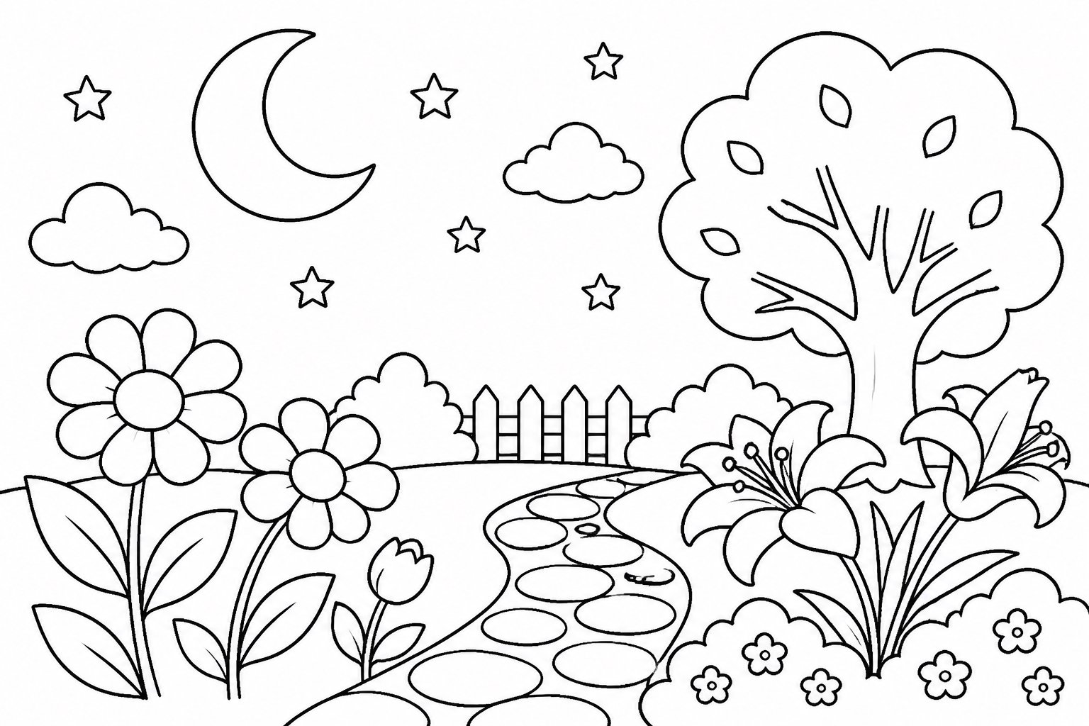 月明かりの夜の庭