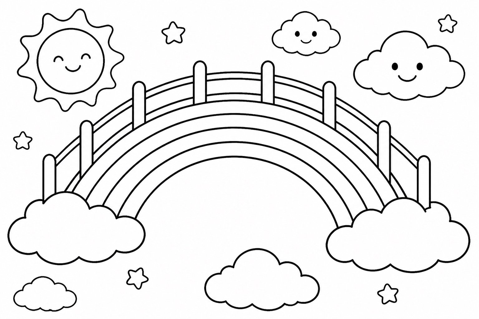 Regenbogenbrücke in den Wolken