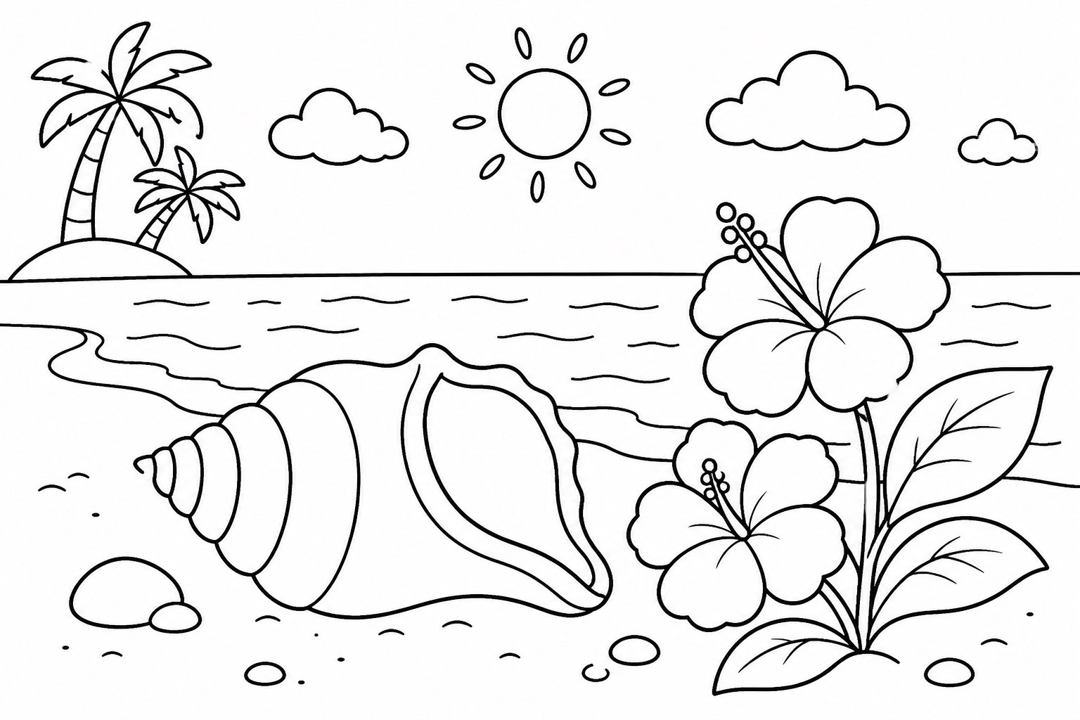 Flor da praia ao lado de um búzio