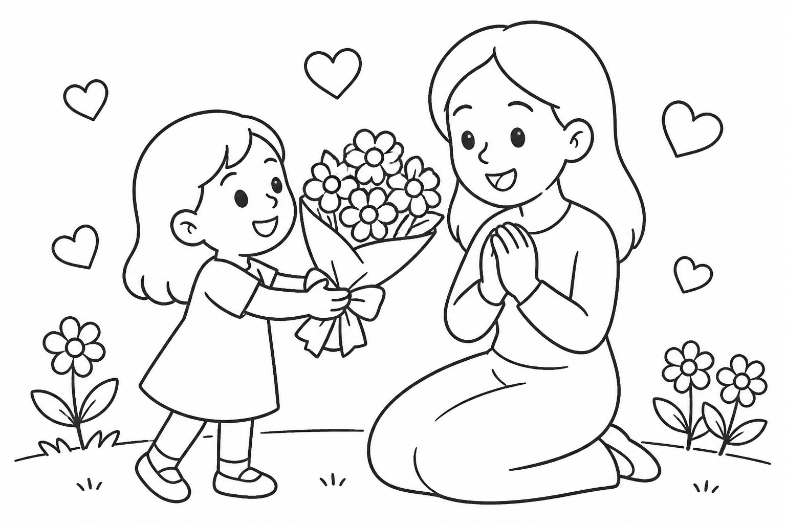 Regalando flores por el Día de la Madre