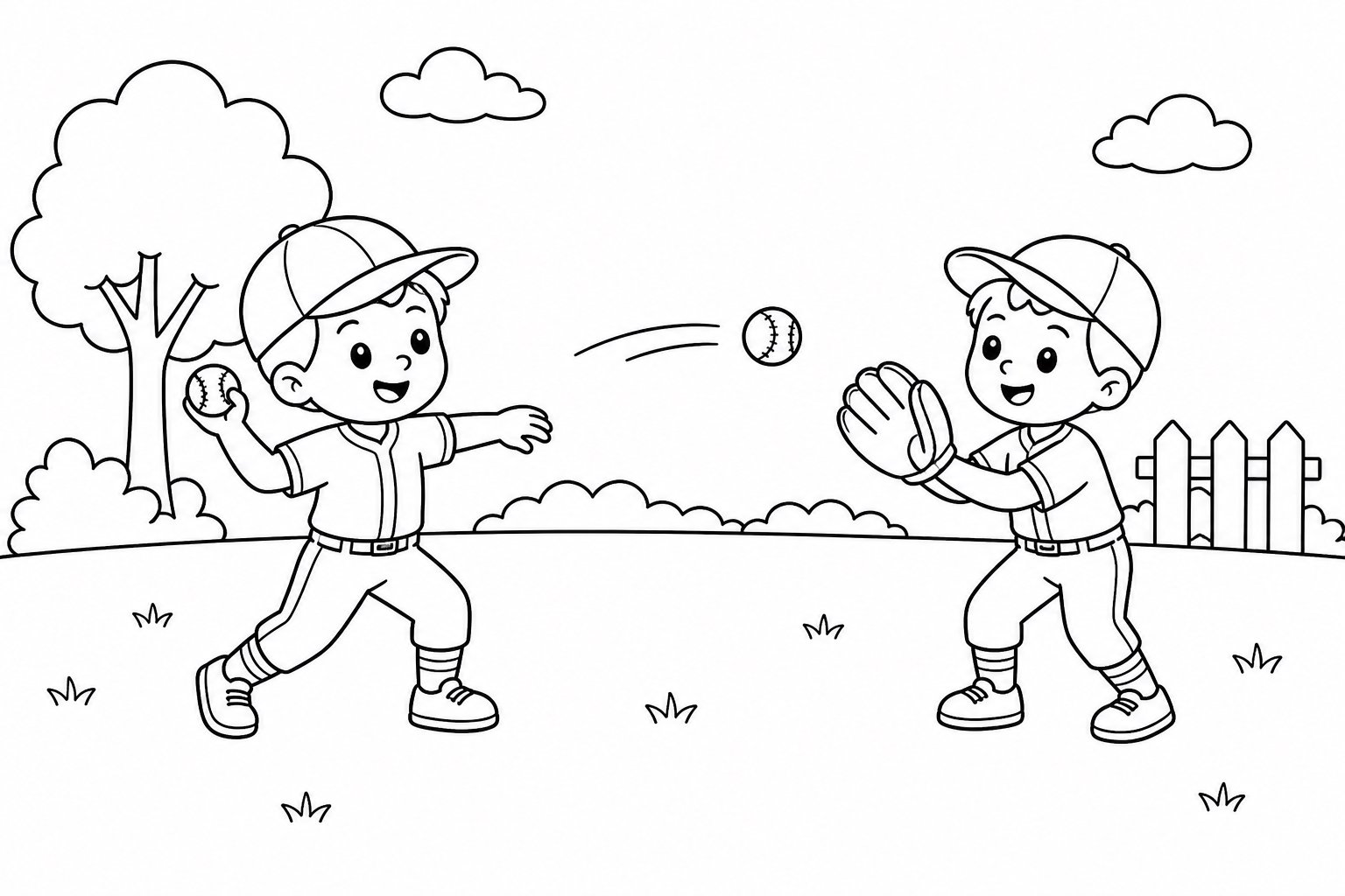 Équipe de baseball s’entraînant à attraper la balle
