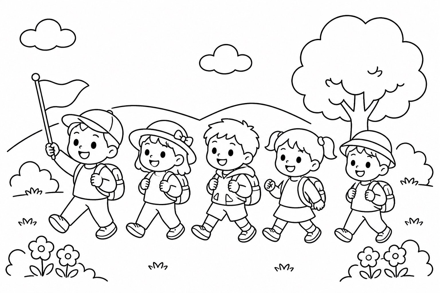 Pequeno grupo reunido para o passeio de primavera