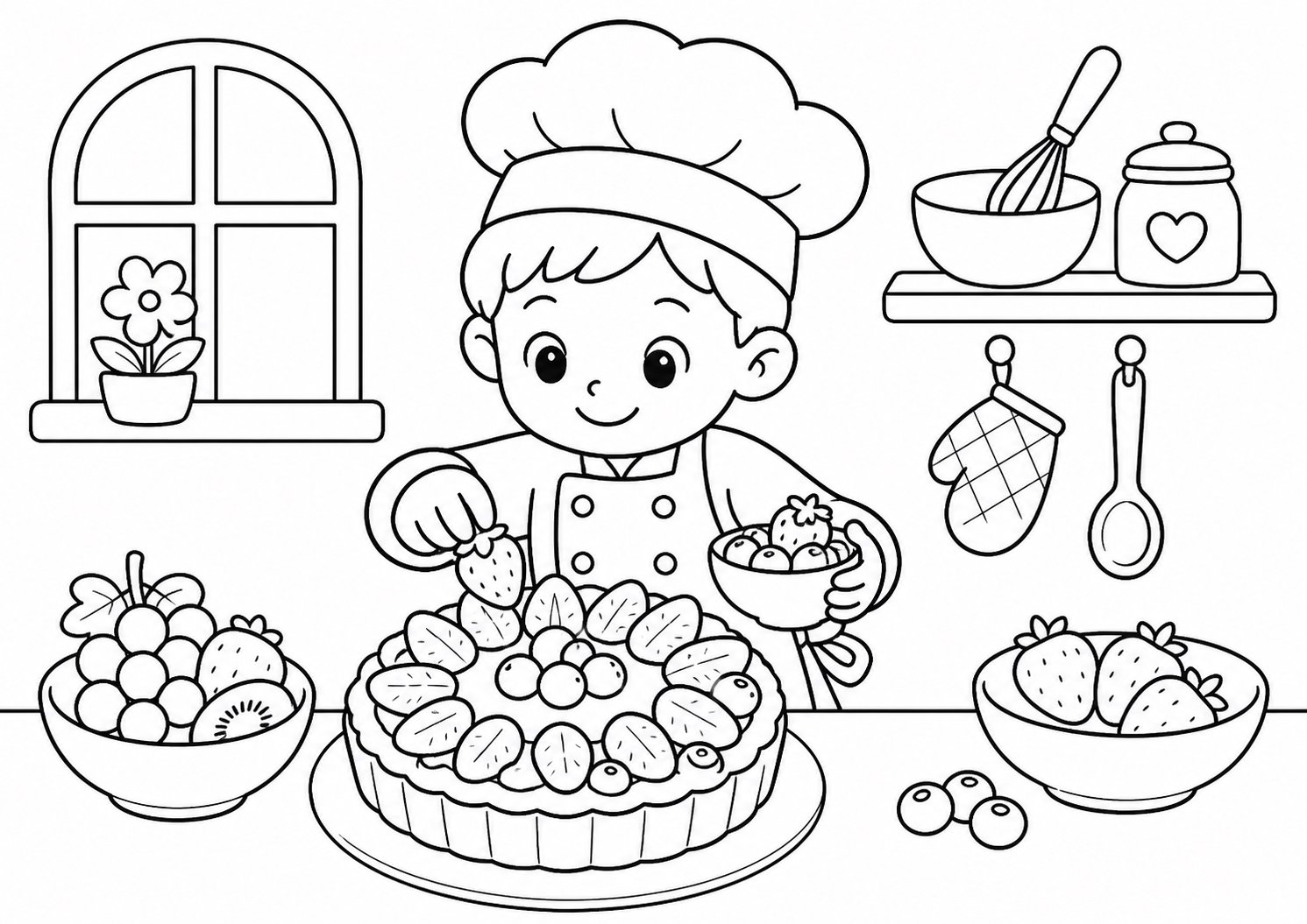 小厨师装饰水果塔