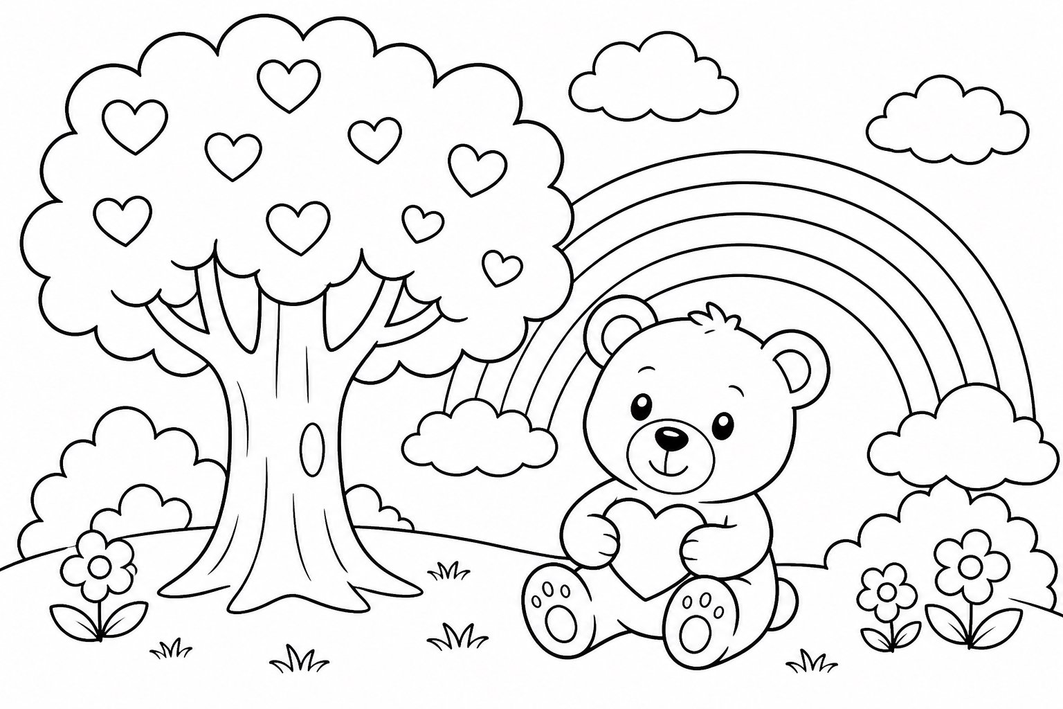 Petit ours sous l’arbre arc-en-ciel