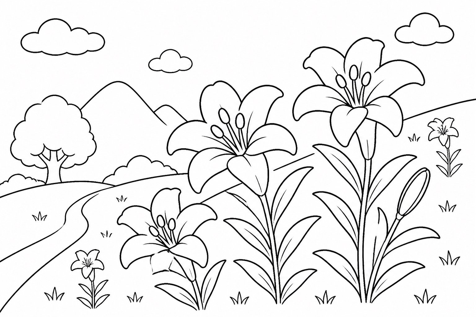 Wilde Lilien am Berghang