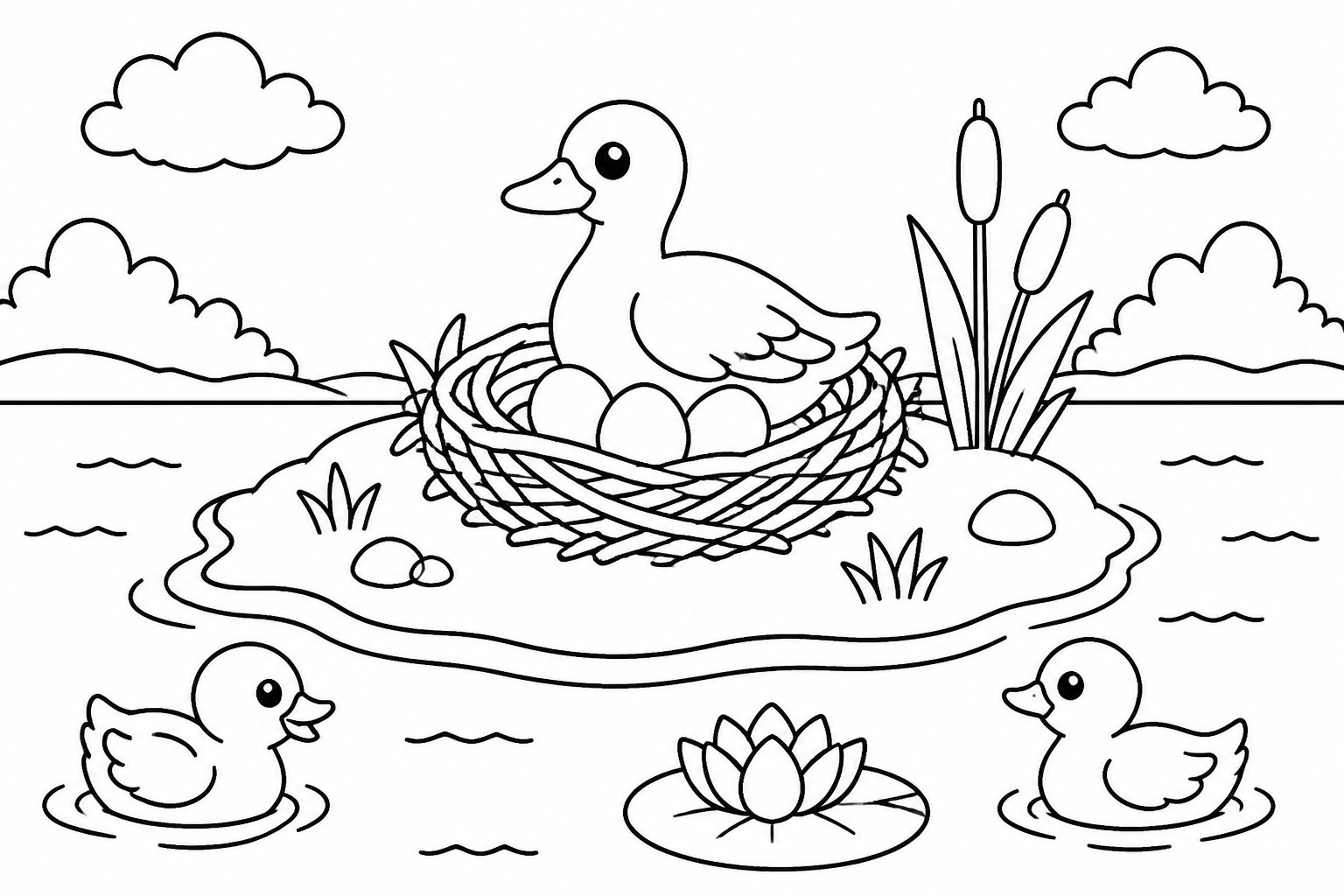 Nido de pájaro en la isla del lago