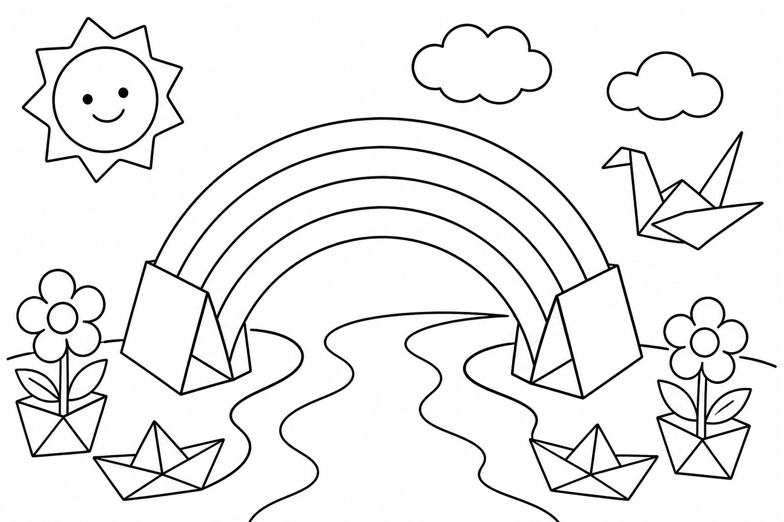 Pequena ponte arco-íris de papel