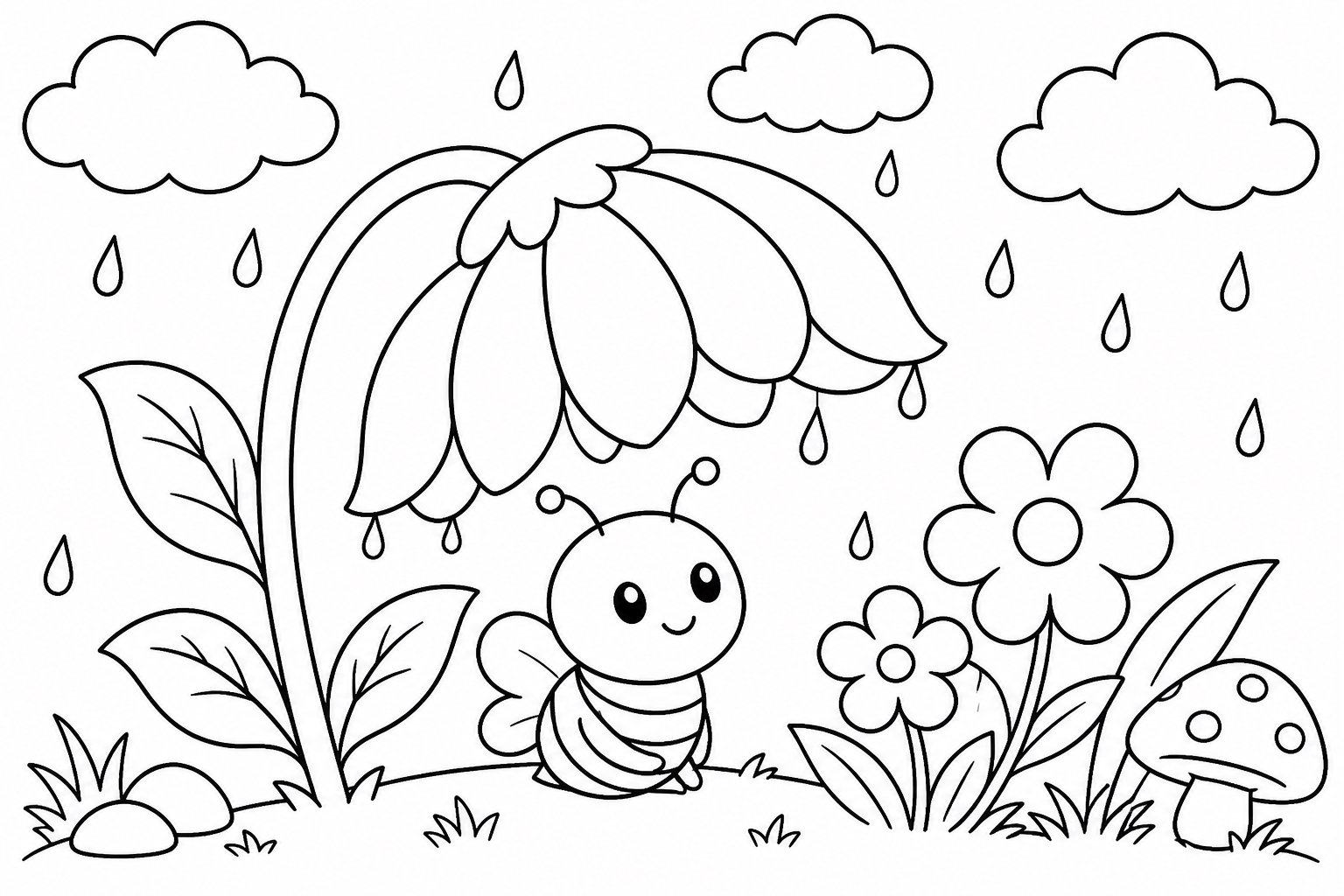 花朵为小蜜蜂遮雨
