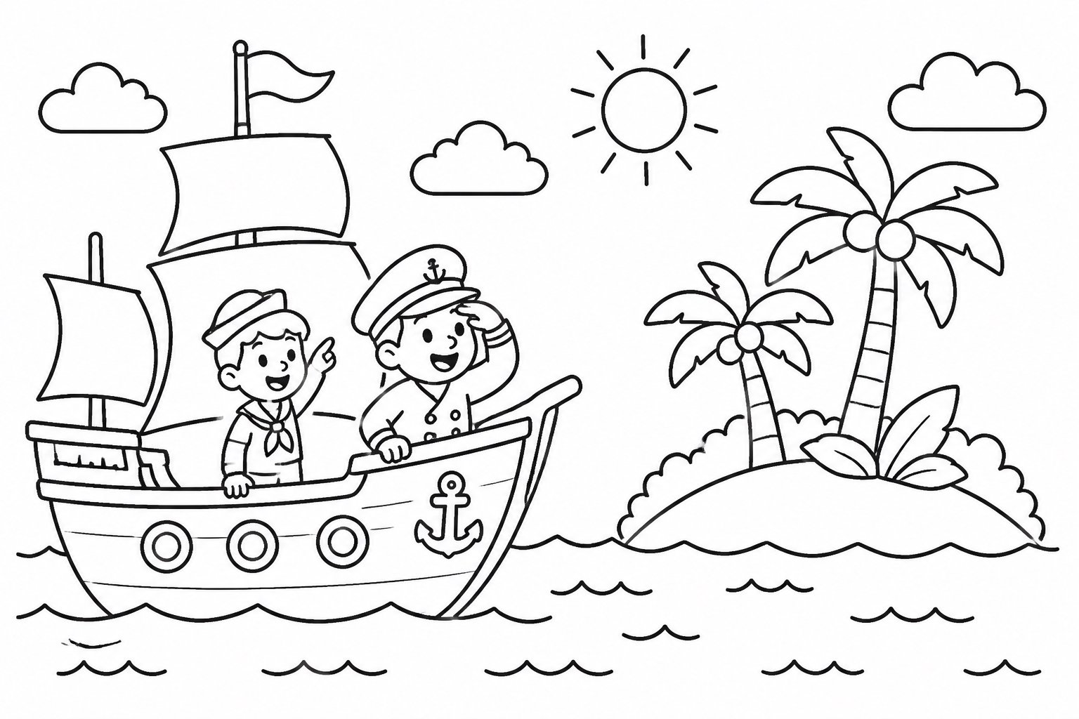 Équipage découvrant une île