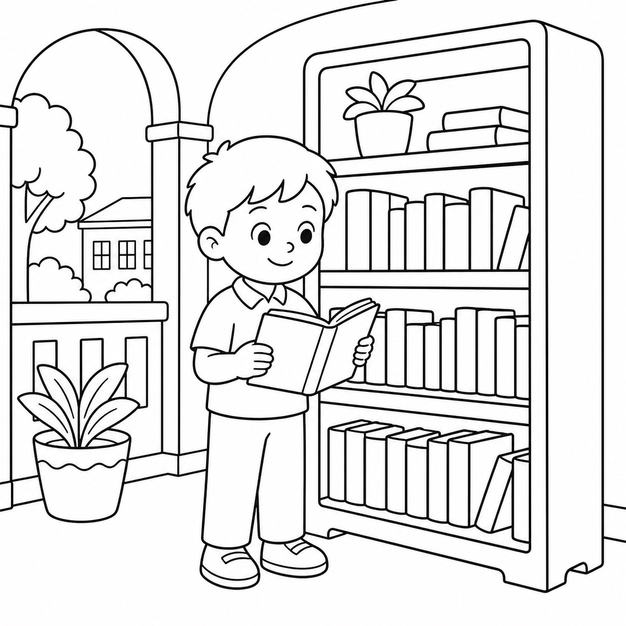 校园长廊的书架