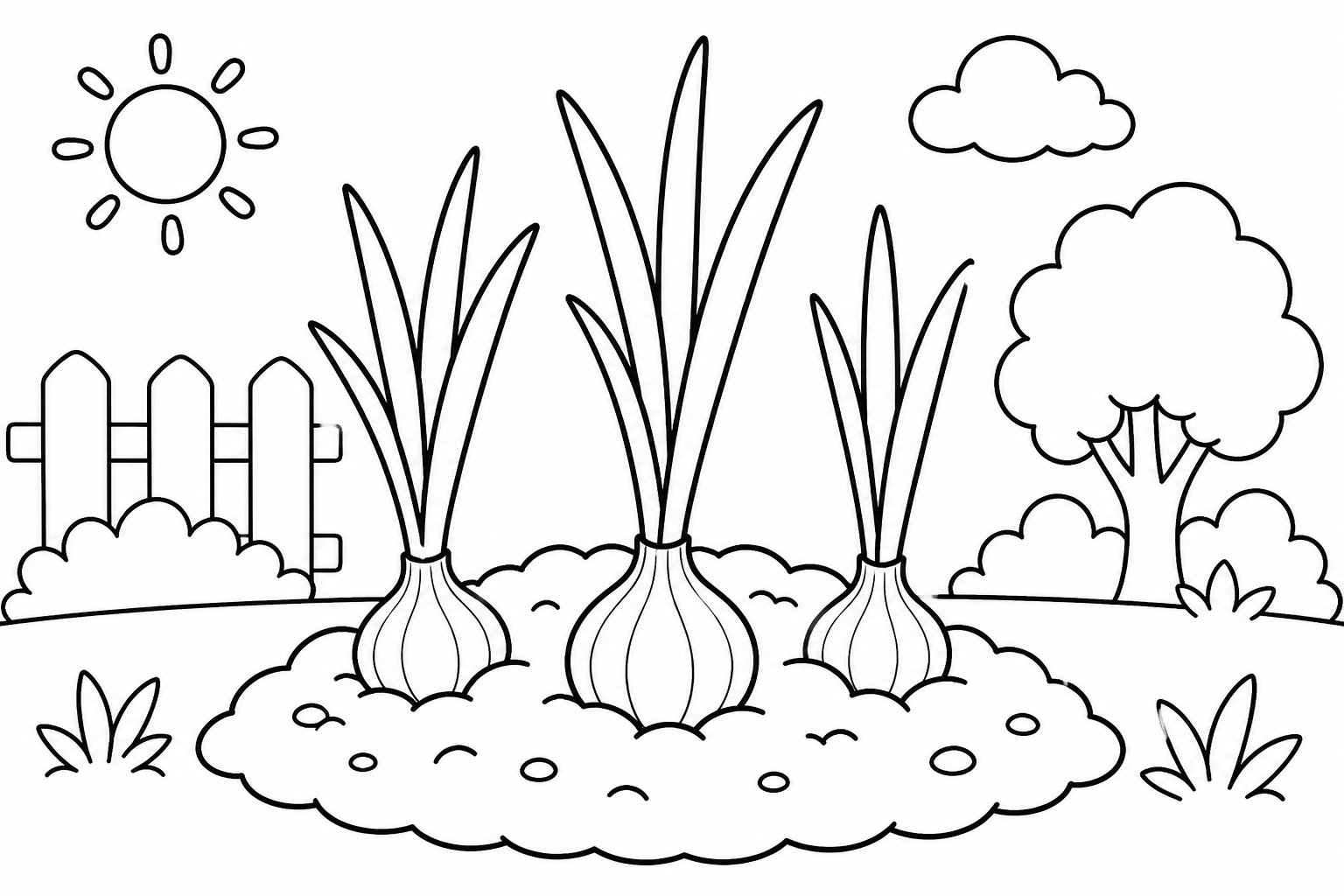 Zwiebeltriebe in der Gartenerde