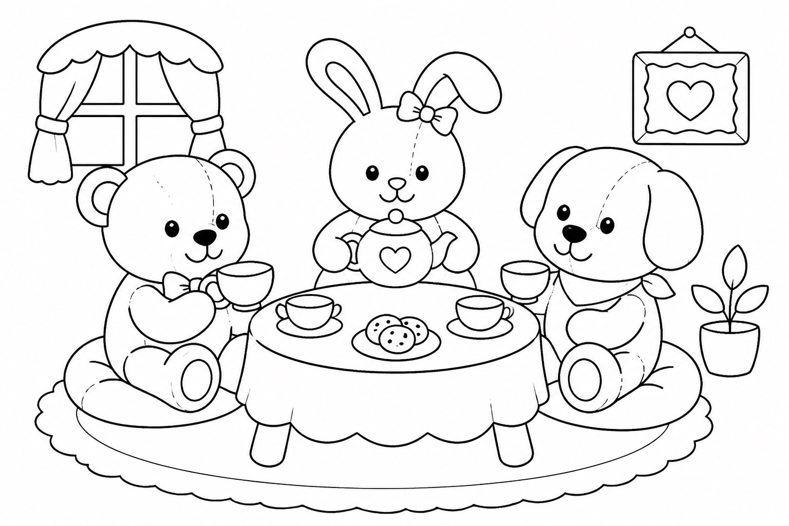 Tee-Party der Kuscheltiere