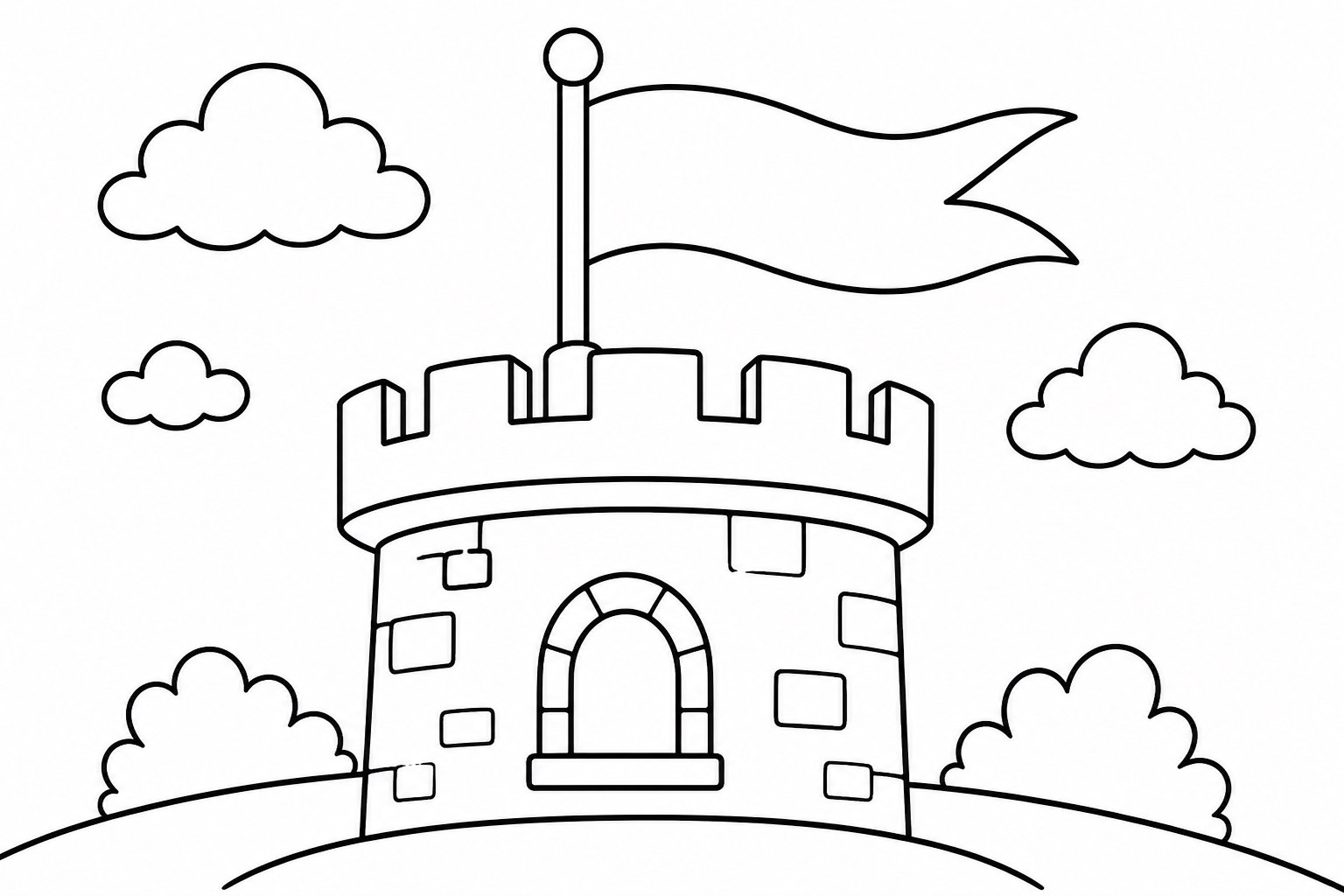 Bandera en la torre del castillo