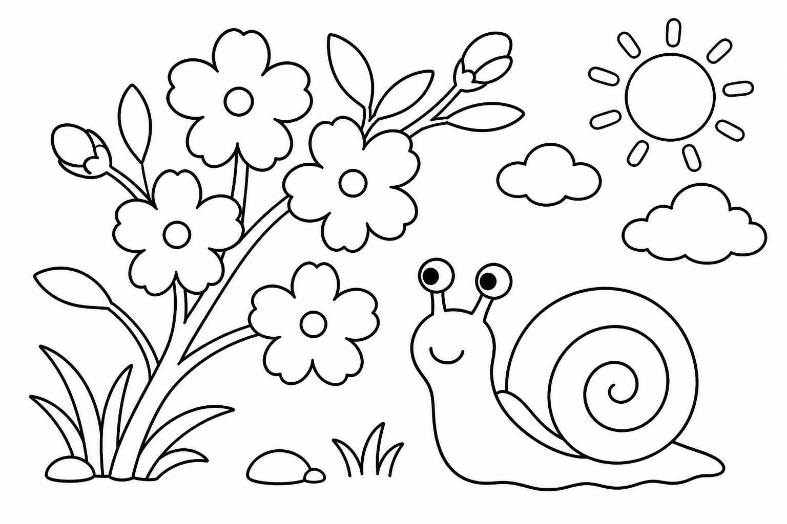 Caracol pequeno ao lado de jasmim-de-inverno