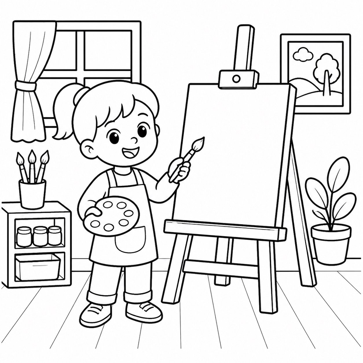 Cavalete na sala de artes